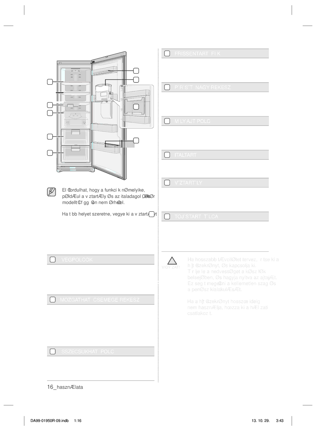 Samsung RR82WEIS1/XEO, RR82PHIS1/XEO manual Italtartó 