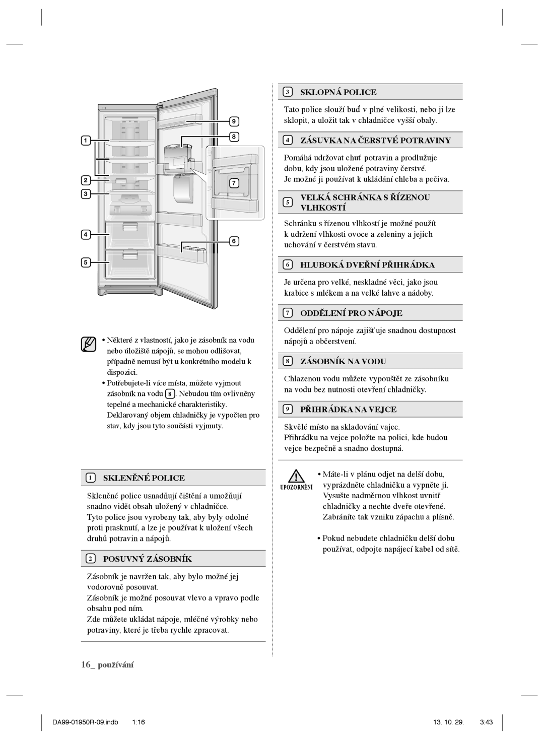 Samsung RR82WEIS1/XEO, RR82PHIS1/XEO manual Hluboká Dveřní Přihrádka 