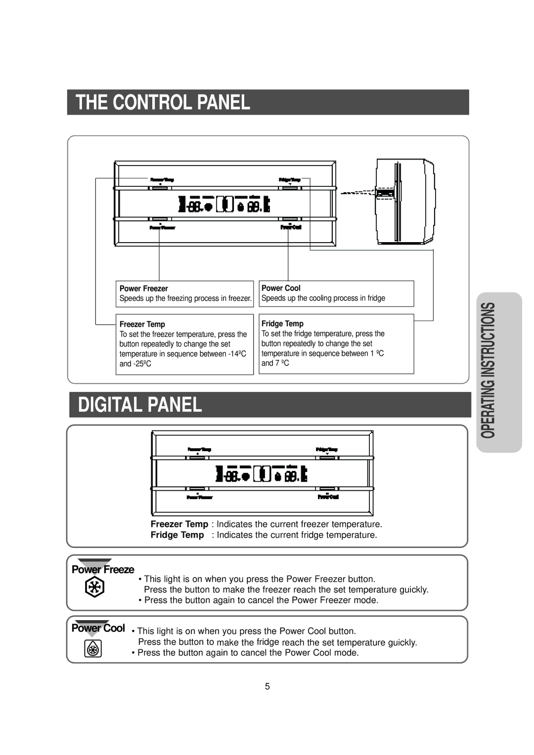 Samsung RS owner manual Control Panel, Digital Panel 