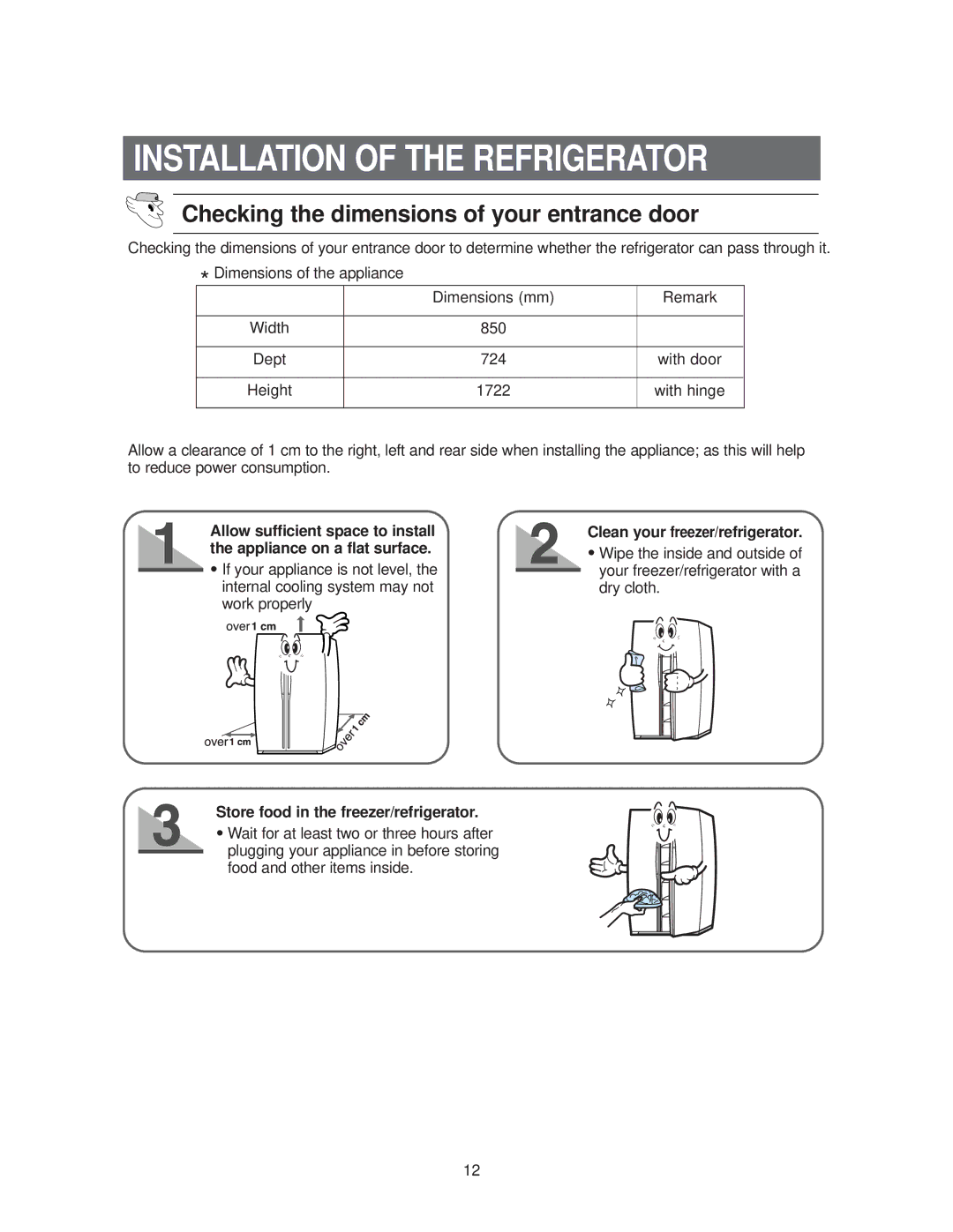 Samsung RS20**** Installation of the Refrigerator, Clean your freezer/refrigerator, Store food in the freezer/refrigerator 