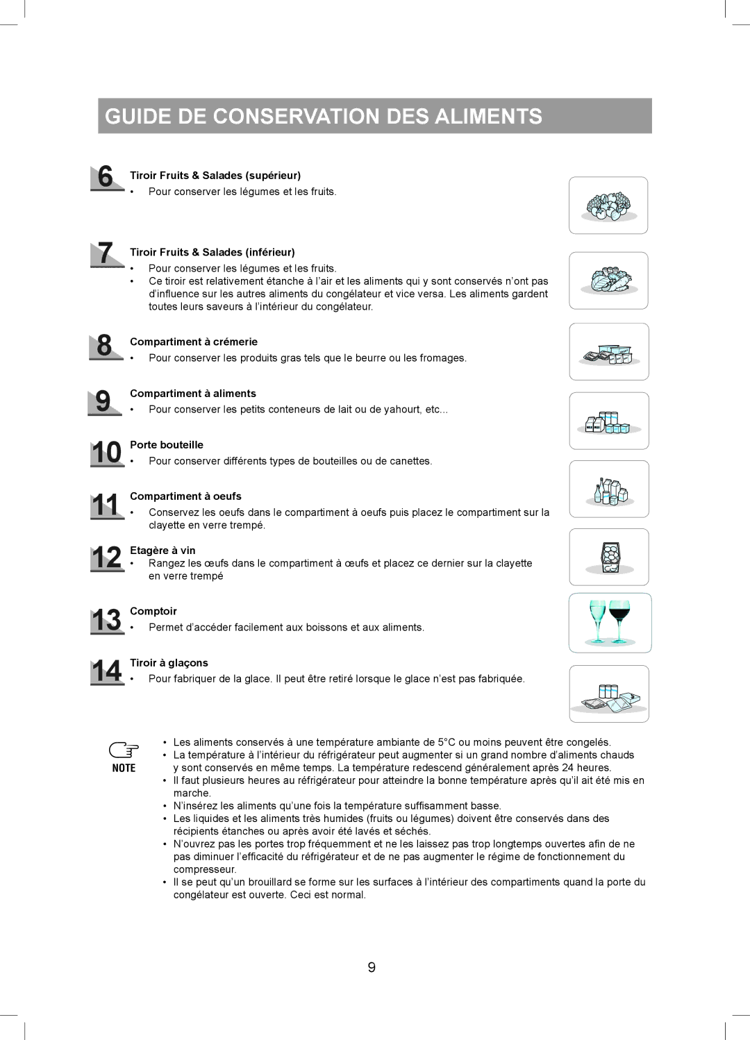 Samsung RS20NRHS5/XEF manual Tiroir Fruits & Salades supérieur, Tiroir Fruits & Salades inférieur, Compartiment à crémerie 