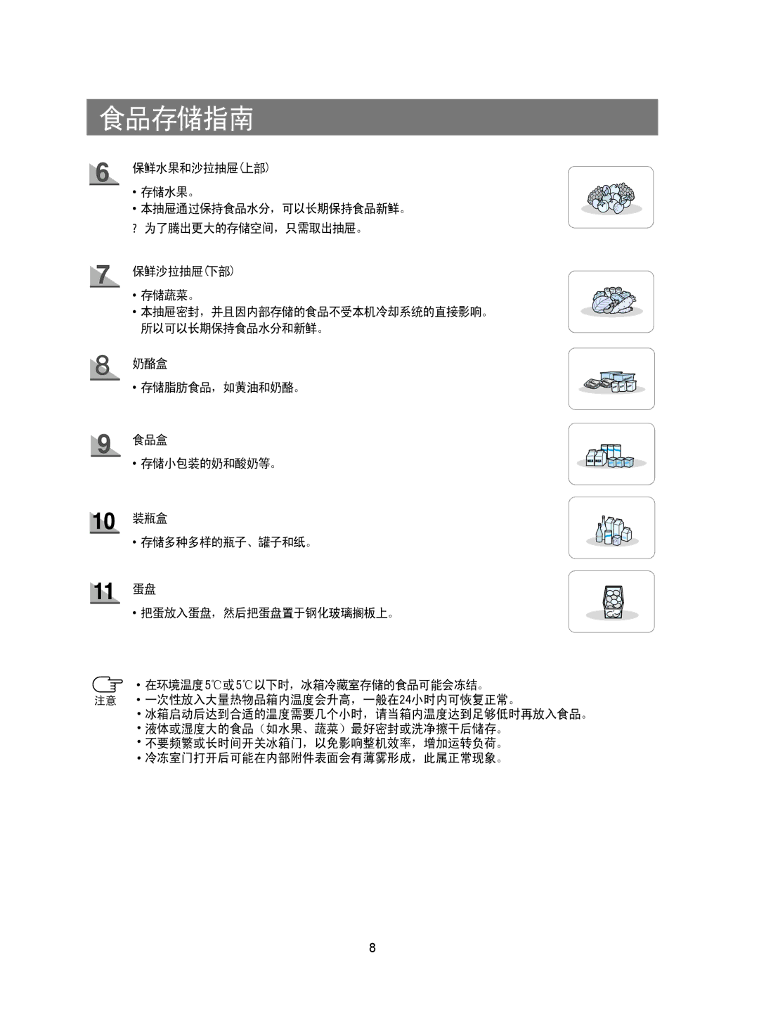 Samsung RS20CCSL5/XEH, RS20CCSV5/XEH, RS20CCSV5/XES, RS20NAMS5/XAG manual 本抽屉密封，并且因内部存储的食品不受本机冷却系统的直接影响。 所以可以长期保持食品水分和新鲜。 