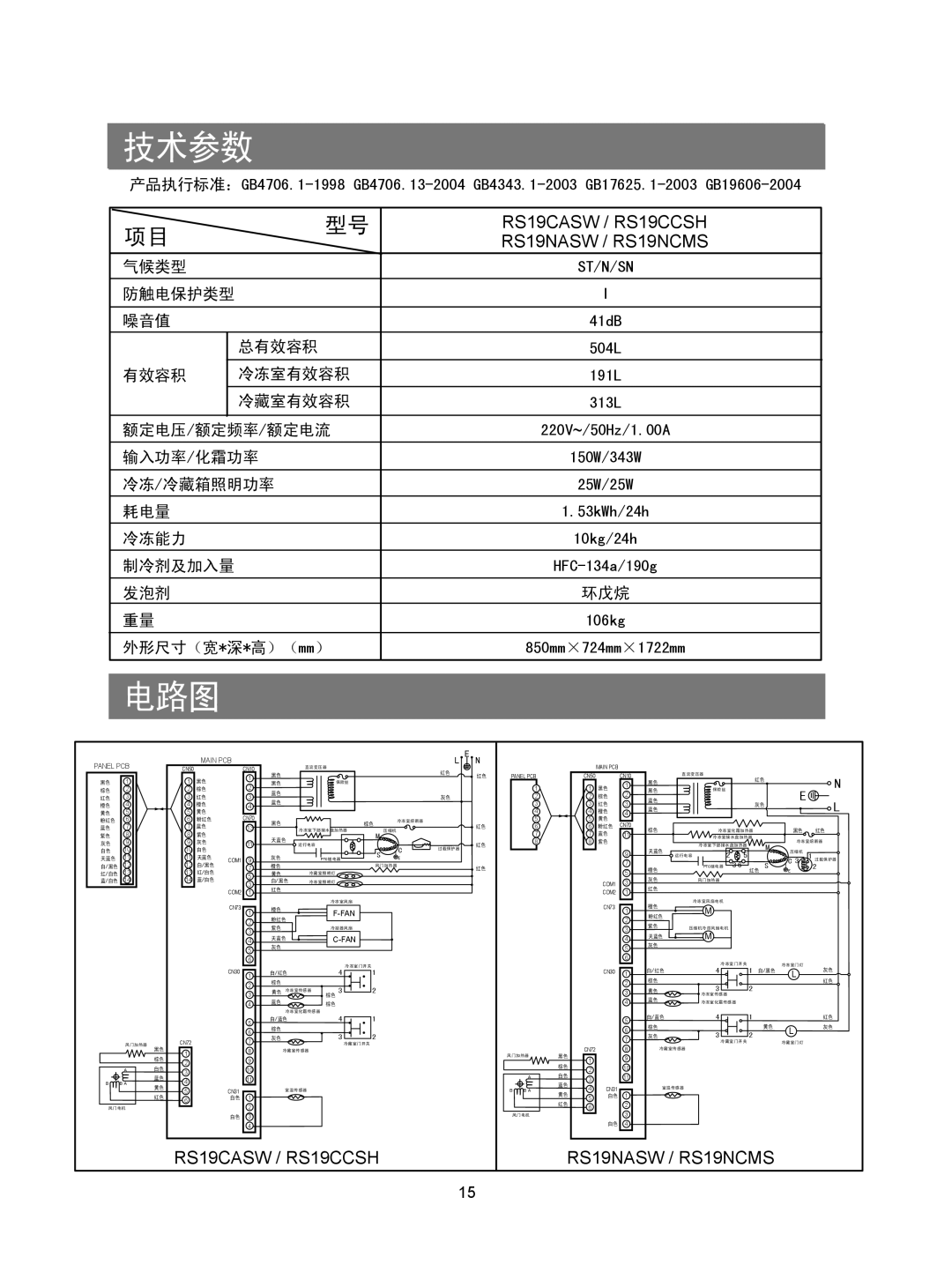 Samsung RS20CCSV5/XES, RS20CCSV5/XEH, RS20CCSL5/XEH, RS20NAMS5/XAG manual 技术参数, 电路图 