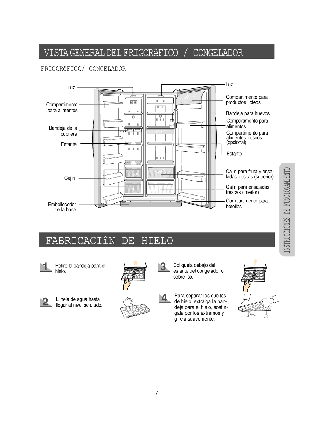 Samsung RS20NCMS5/DOR, RS20NCSL1/XEF, RS20NCSW1/XEF, RS20NCSW1/DOR manual Fabricación DE Hielo, FRIGORÍFICO/ Congelador 