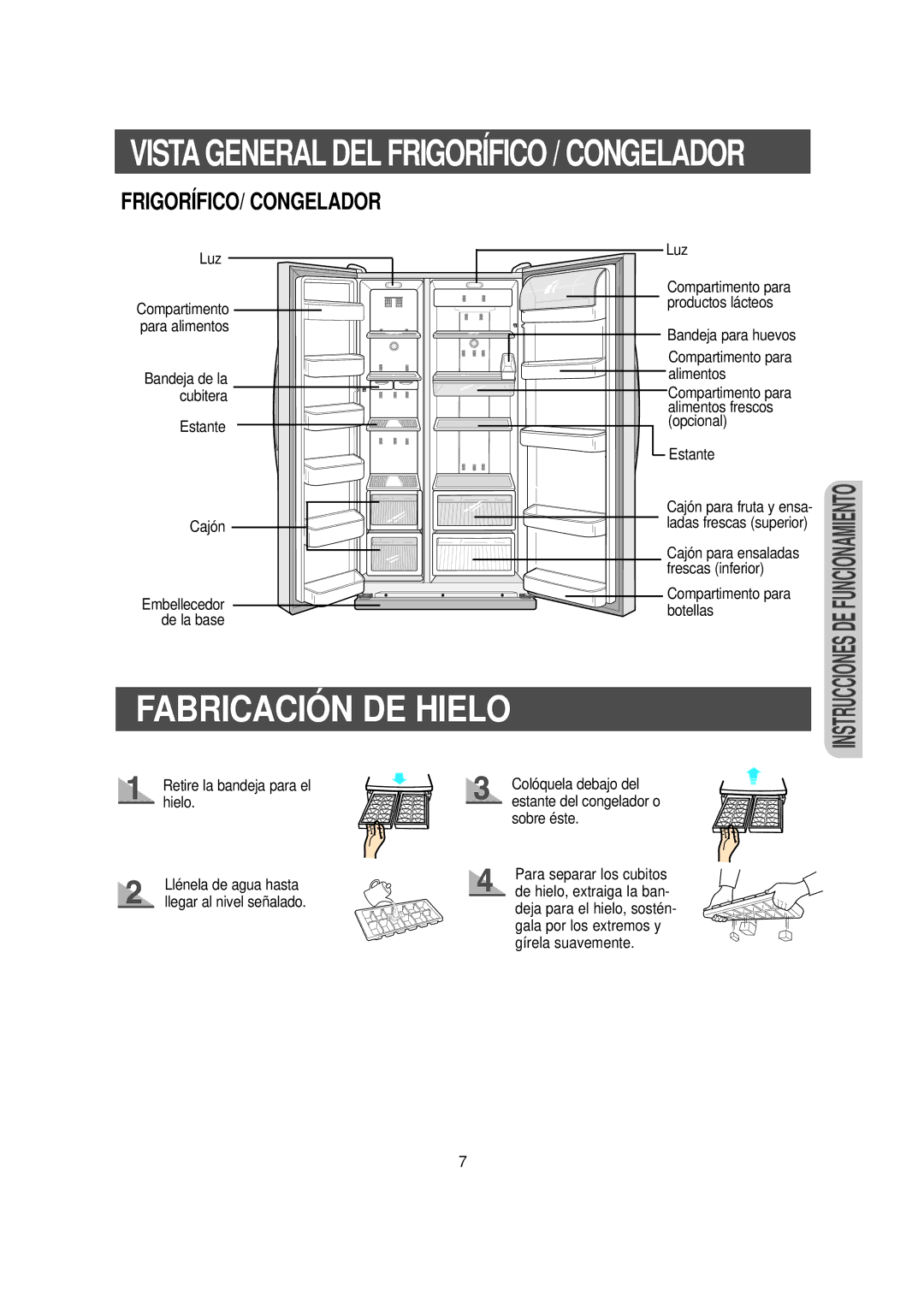 Samsung RS20NCSL5/XEK, RS20NCSL1/XEK, RS20NCSV5/XEK manual Fabricación DE Hielo, FRIGORÍFICO/ Congelador 