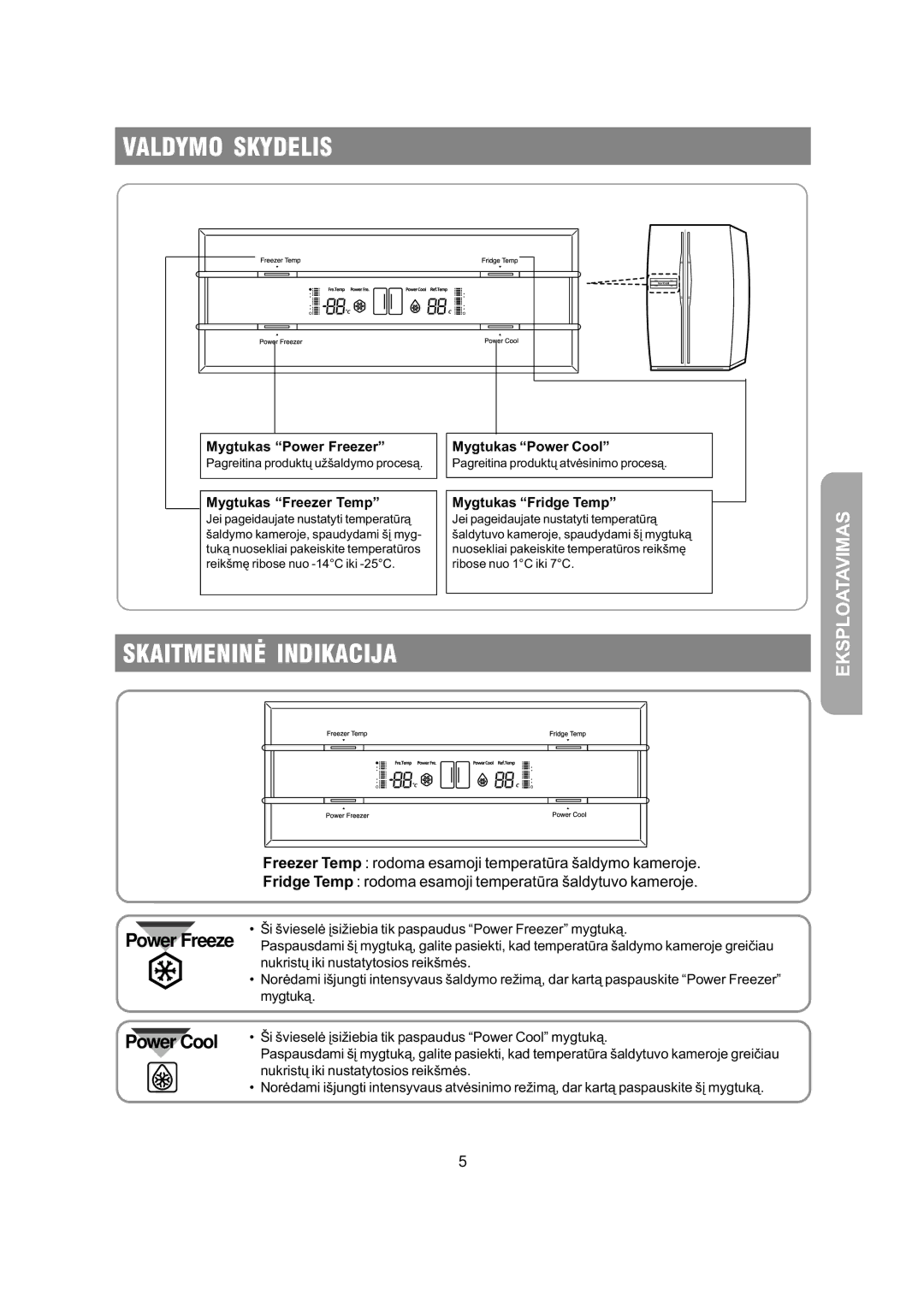 Samsung RS20NCSL5/BWT, RS20NCSL1/XEK, RS20NCSV1/BWT, RS20NCSL1/BWT, RS20NCSL5/XEK Valdymo Skydelis, Skaitmeninë Indikacija 