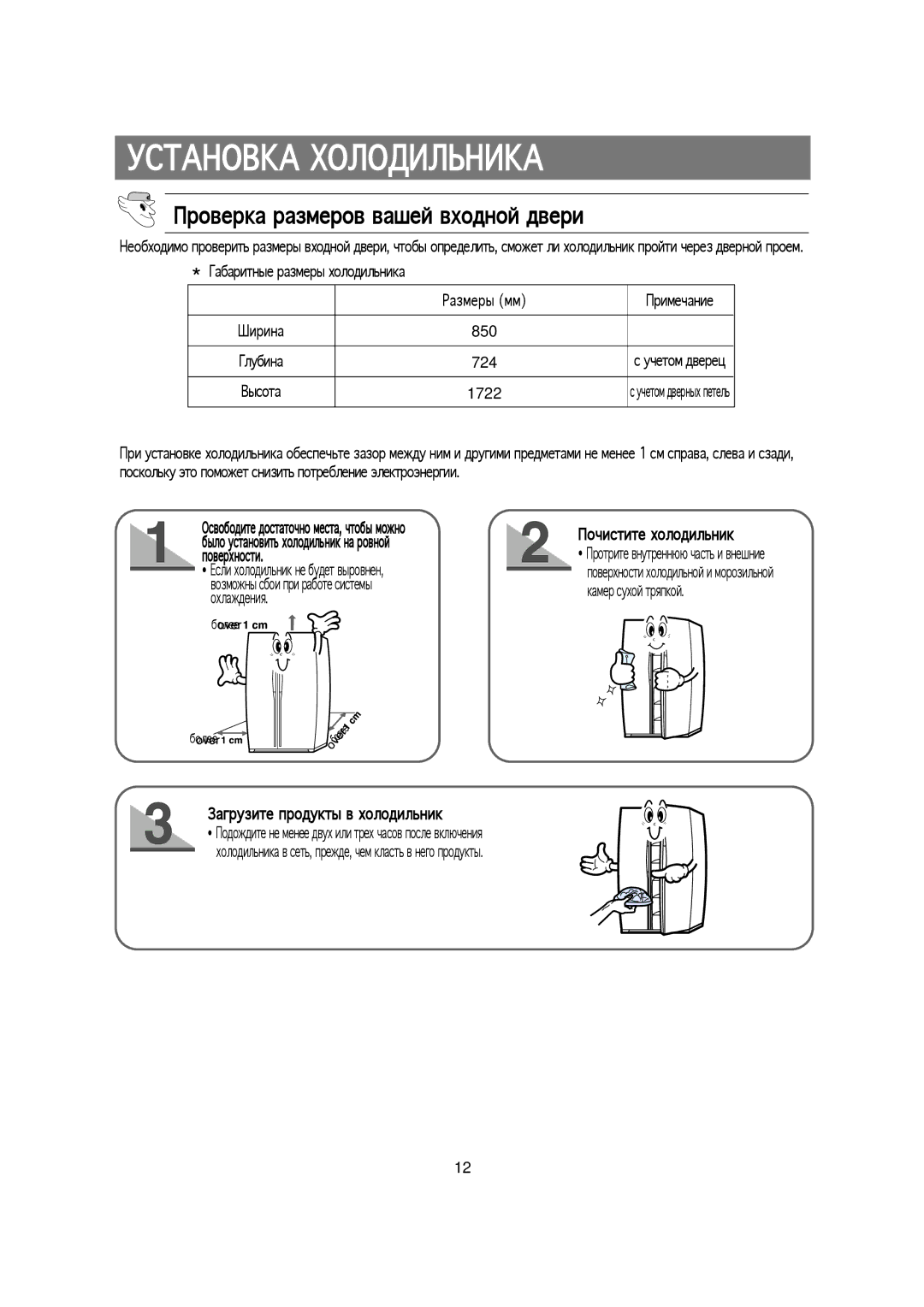 Samsung RS20NCSL5/XEK manual $%А0О1А ,О-О!.-Ь0.1А, 4роверка размеров вашей входной двери, 5агрузите продукты в холодильник 