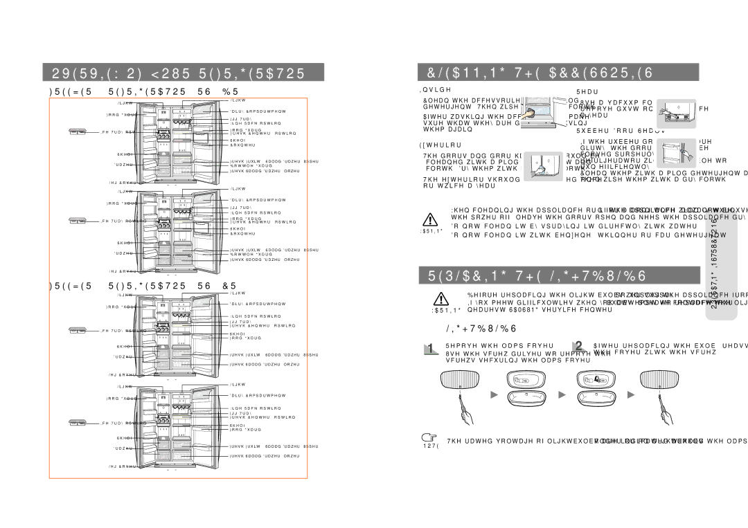 Samsung RS20NRPS5/BWT, RS20NRSV5/BWT manual 2959,228555,*5$725, $11,1*7+$&&6625,6, 53/$&,1*7+/,*+7%8/%6, $7,1* 