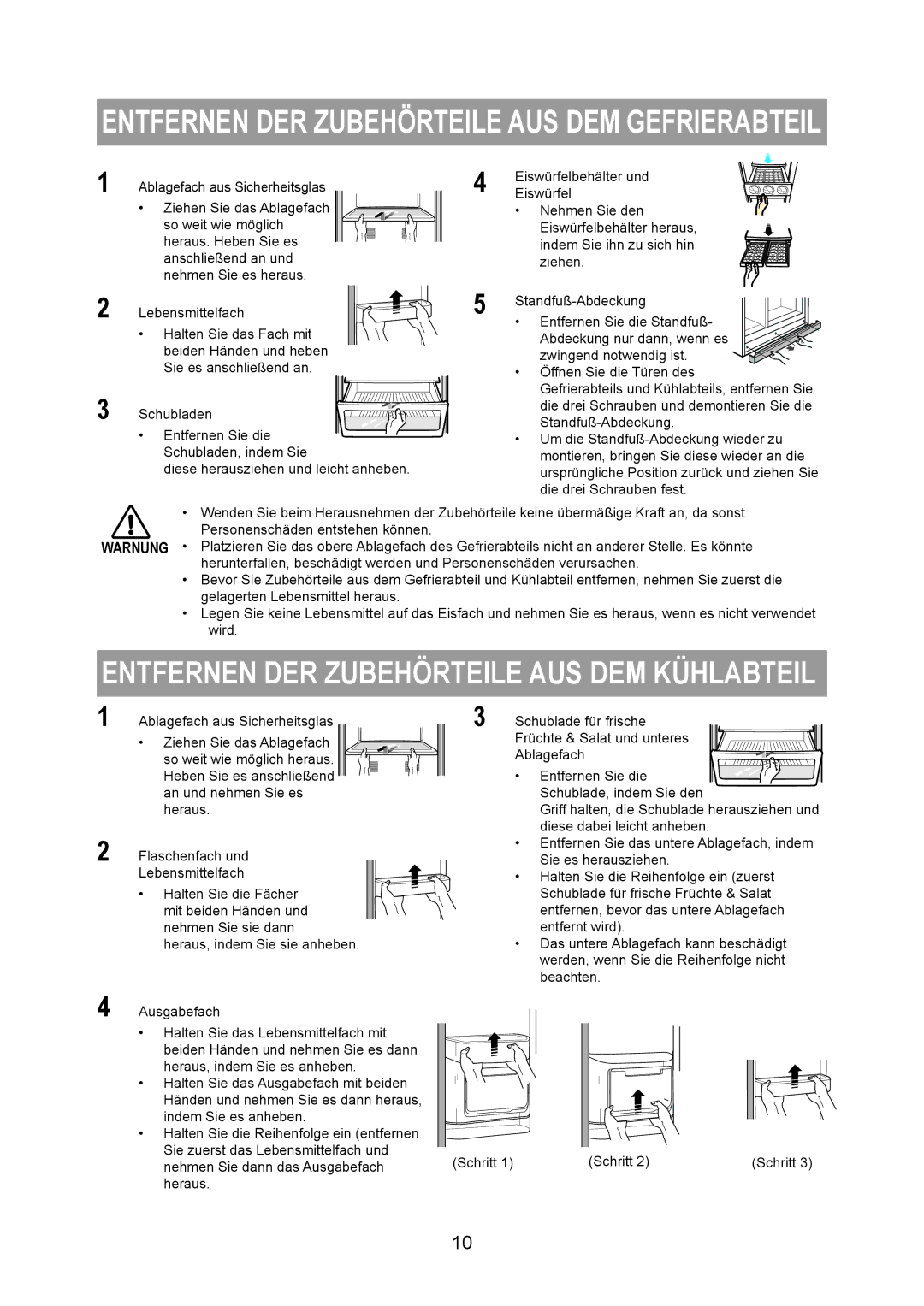 Samsung RS20VQPS5/XEG, RS20BRPS5/XEG manual Um die Standfuß-Abdeckung wieder zu, Montieren, bringen Sie diese wieder an die 