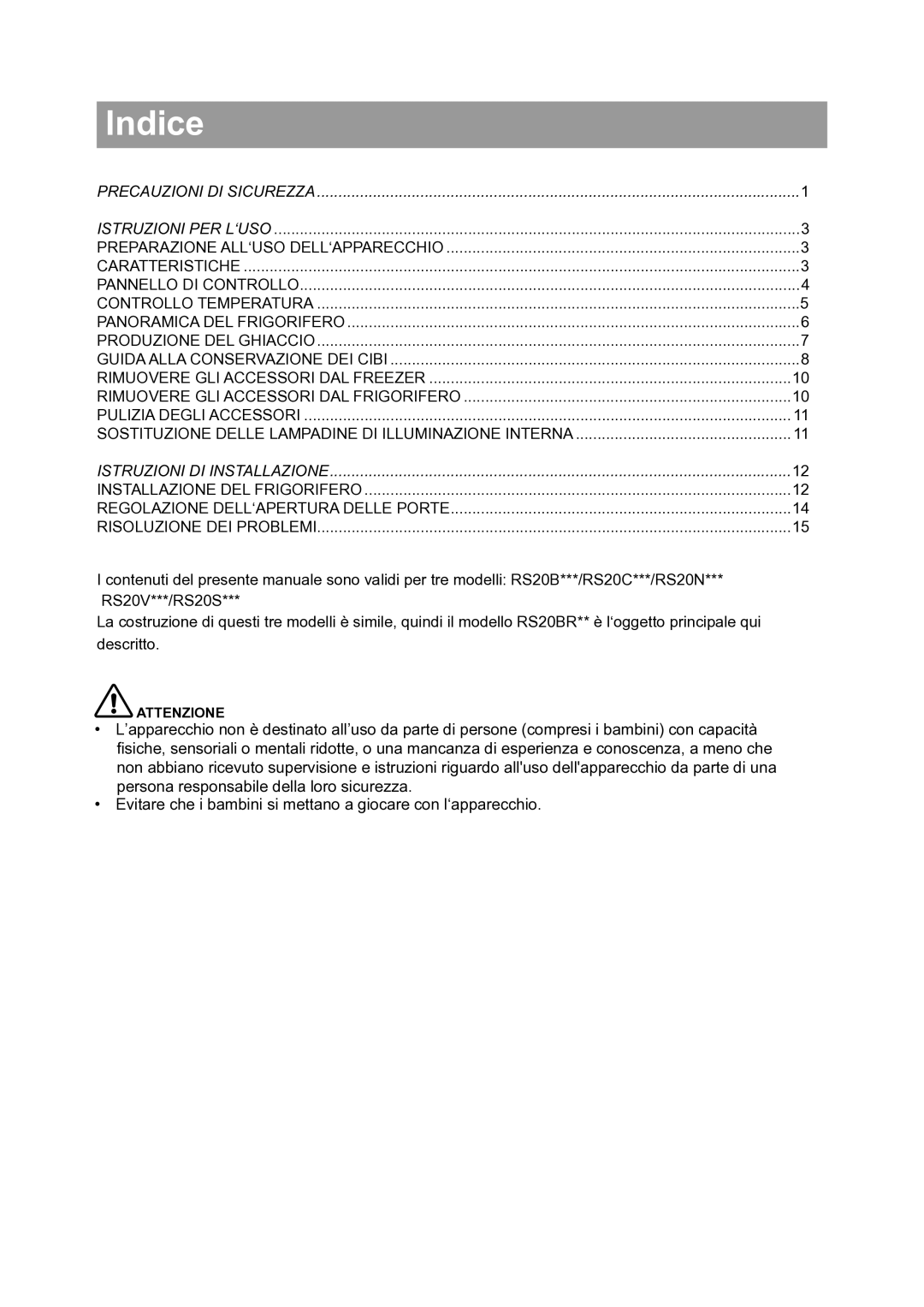 Samsung RS20VRPS5/XET, RS20VRVB5/XET manual Indice 