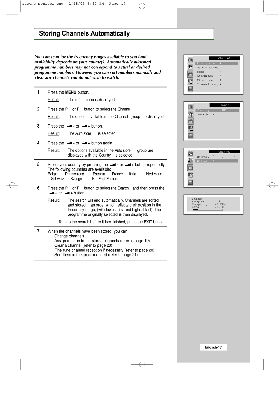 Samsung RS21ASSSS/VNT manual Storing Channels Automatically 