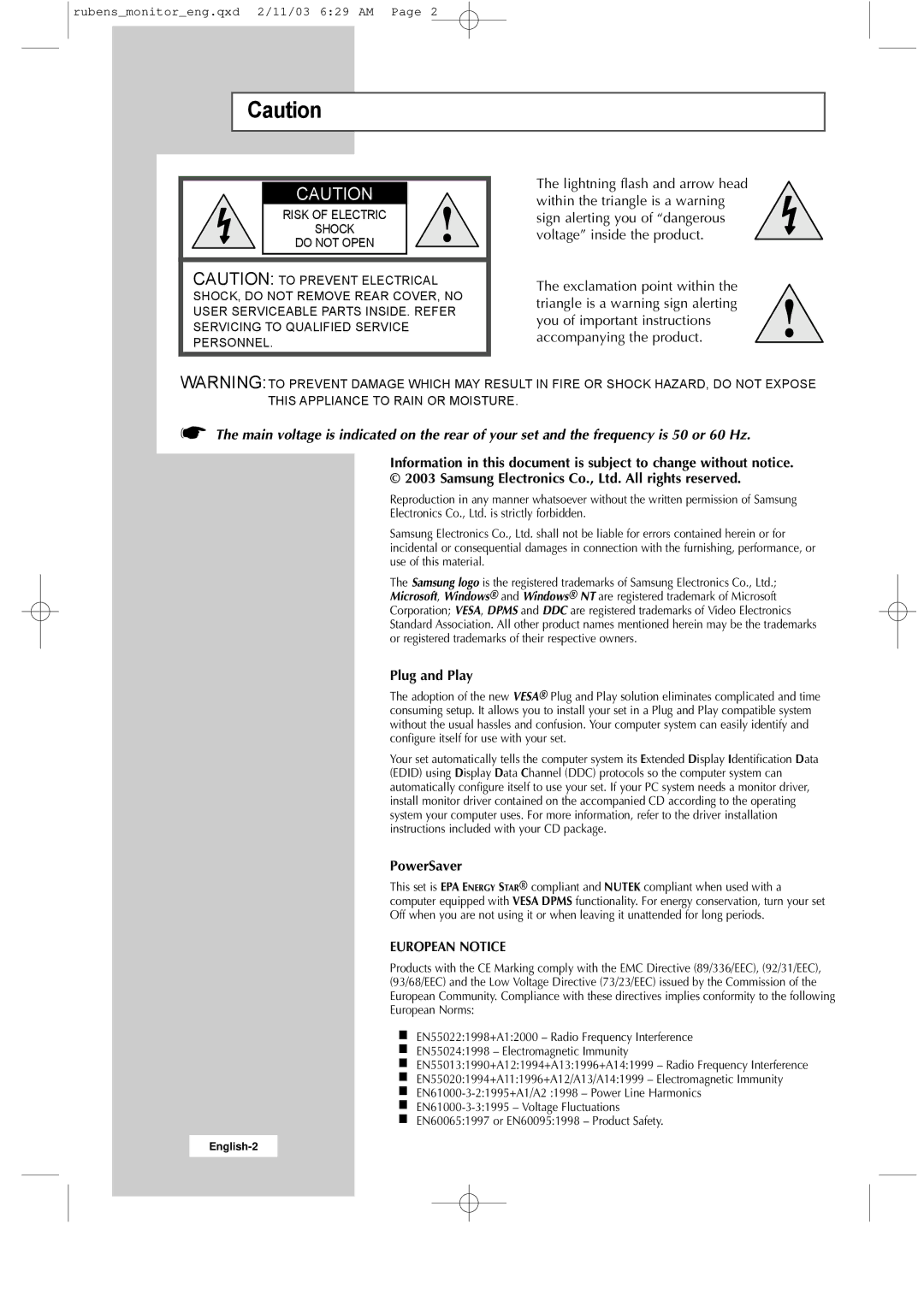 Samsung RS21ASSSS/VNT manual European Notice 