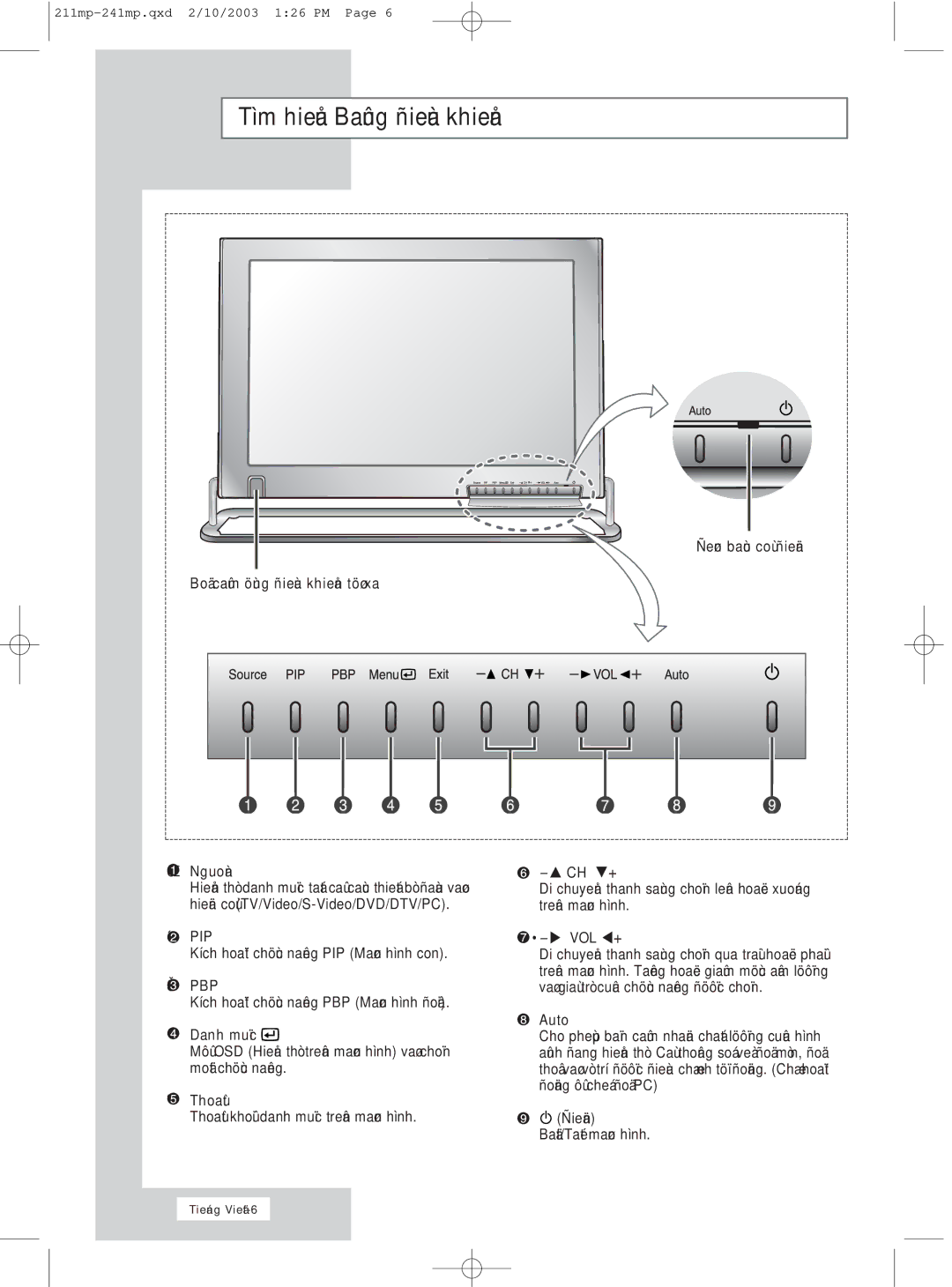 Samsung RS21ASSSS/VNT manual Tìm, Pbp 