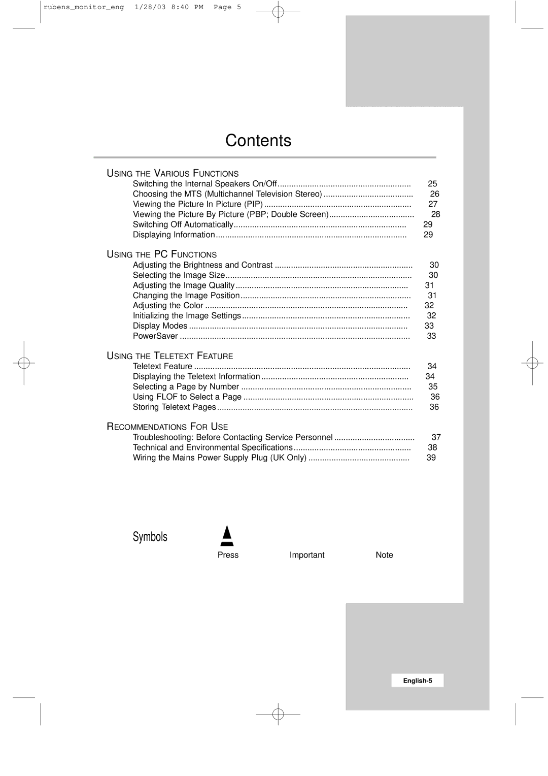 Samsung RS21ASSSS/VNT manual Symbols 