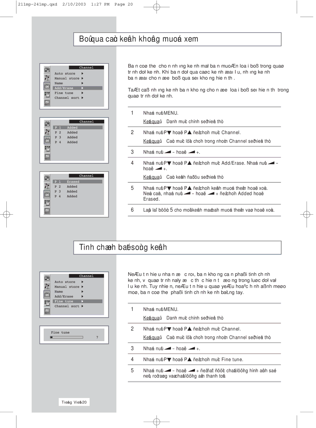 Samsung RS21ASSSS/VNT manual Quaxem, Tinh chænh 