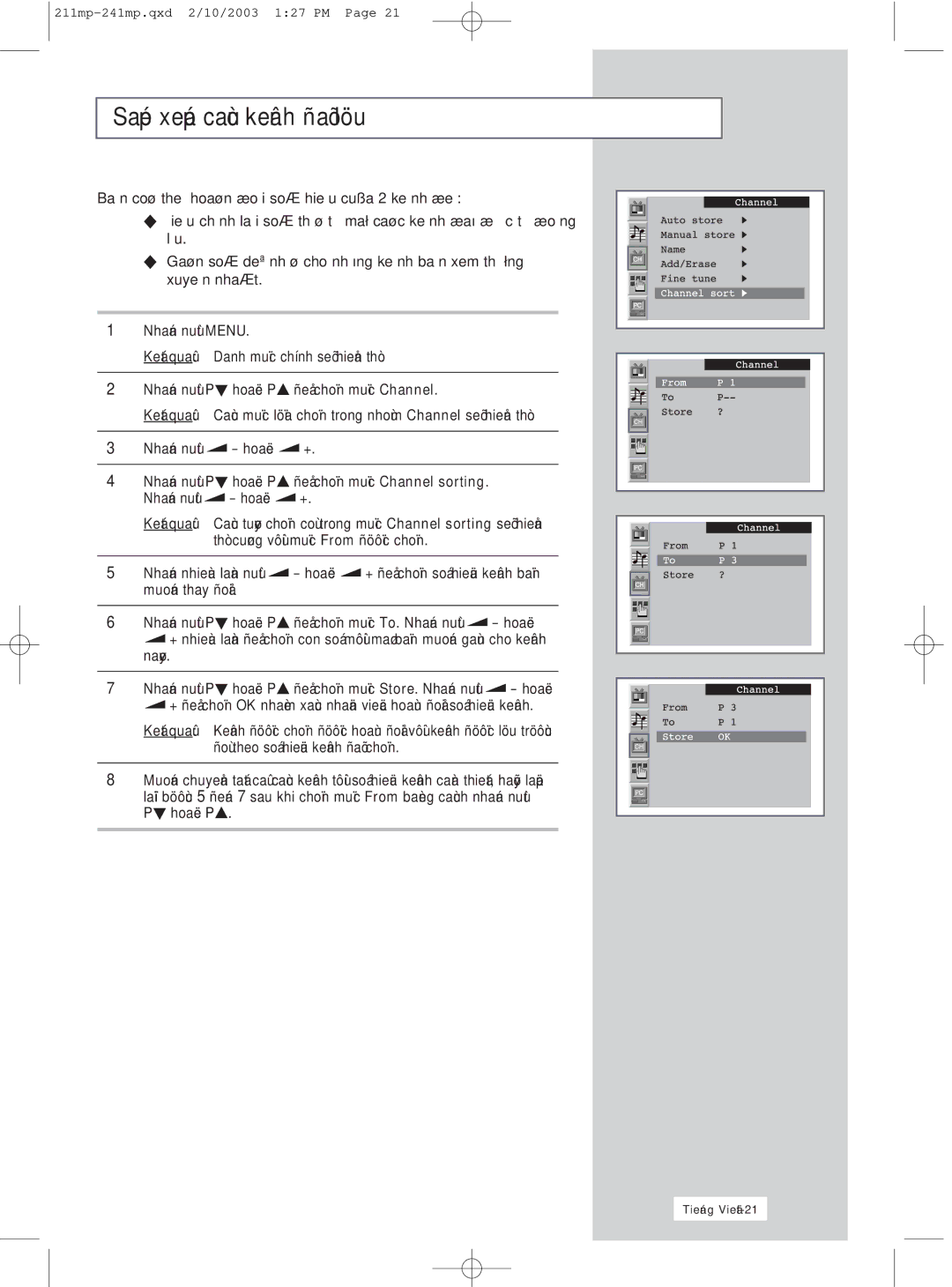 Samsung RS21ASSSS/VNT manual Chænh Löu Choxem 