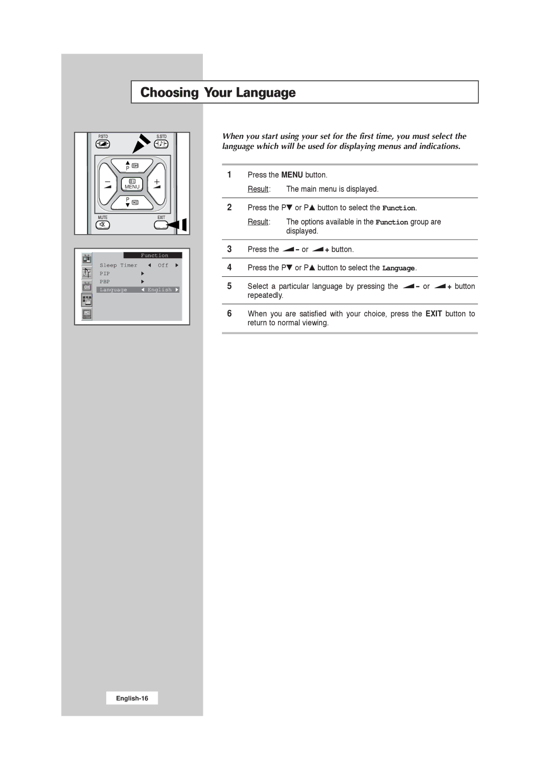 Samsung RS21ASSSW/EDC, 211MP, RS21ASSOW/EDC, RS21ASSOW/ILC manual Choosing Your Language 