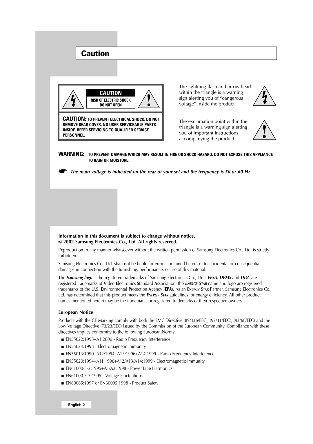 Samsung RS21ASSOW/EDC, RS21ASSSW/EDC, 211MP, RS21ASSOW/ILC manual European Notice 