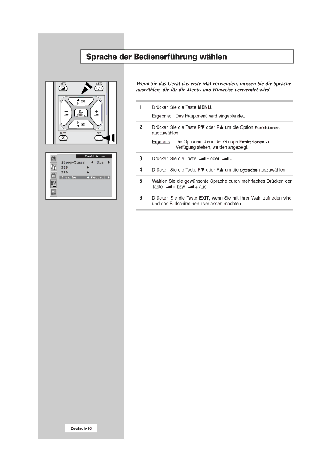 Samsung RS21ASSSW/EDC manual Sprache der Bedienerführung wählen 