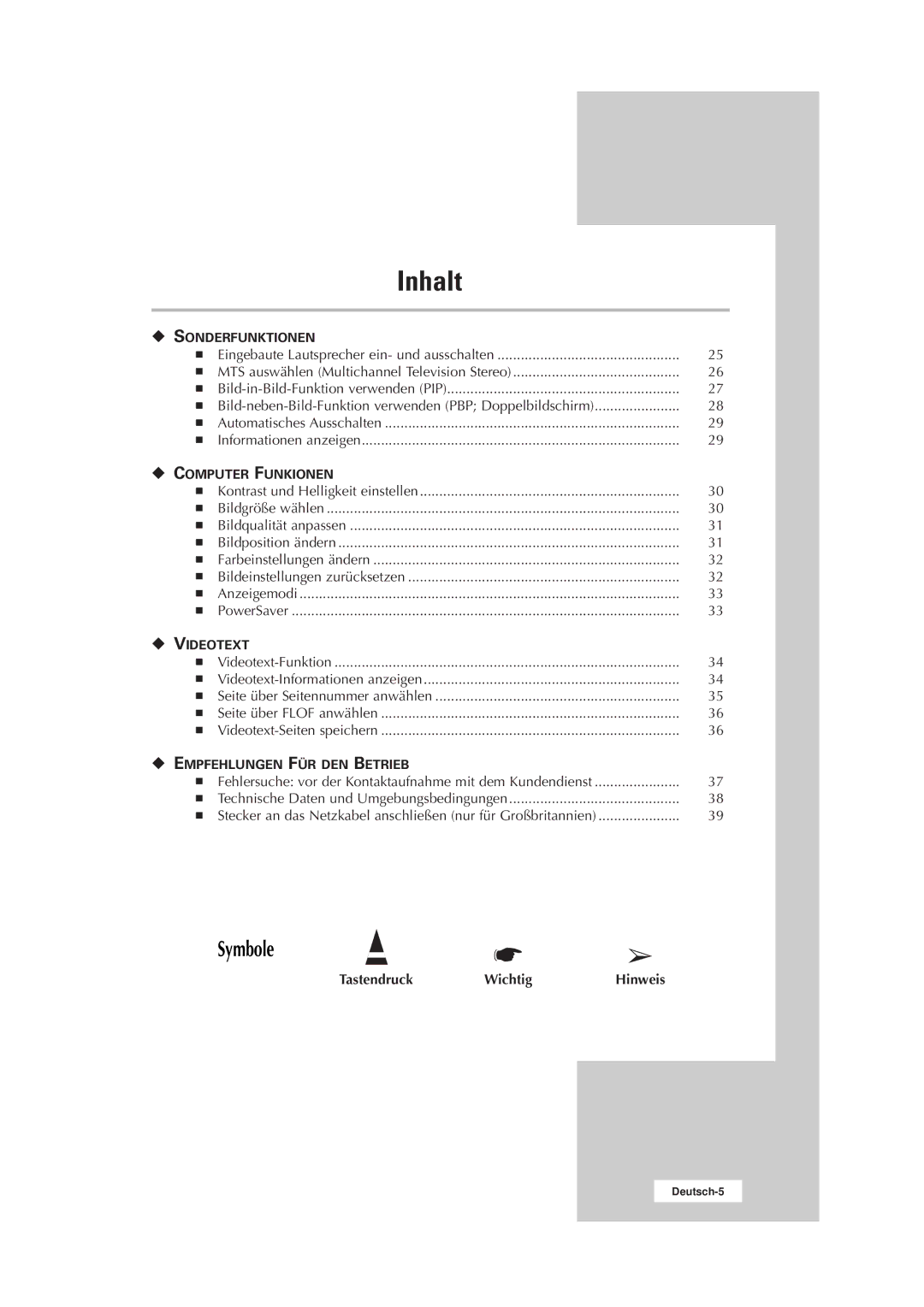 Samsung RS21ASSSW/EDC manual Symbole 