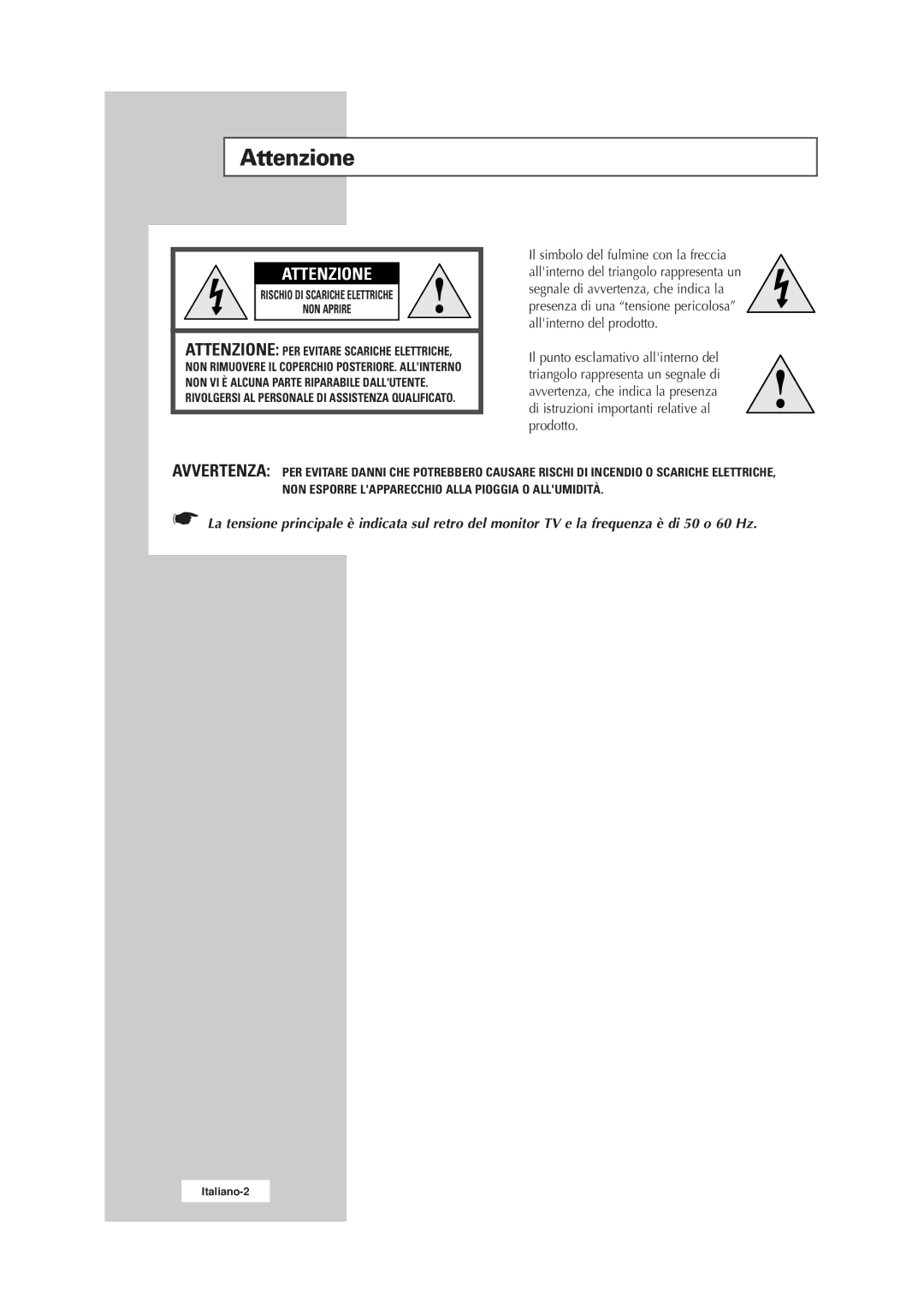 Samsung RS21ASSSW/EDC manual Attenzione 