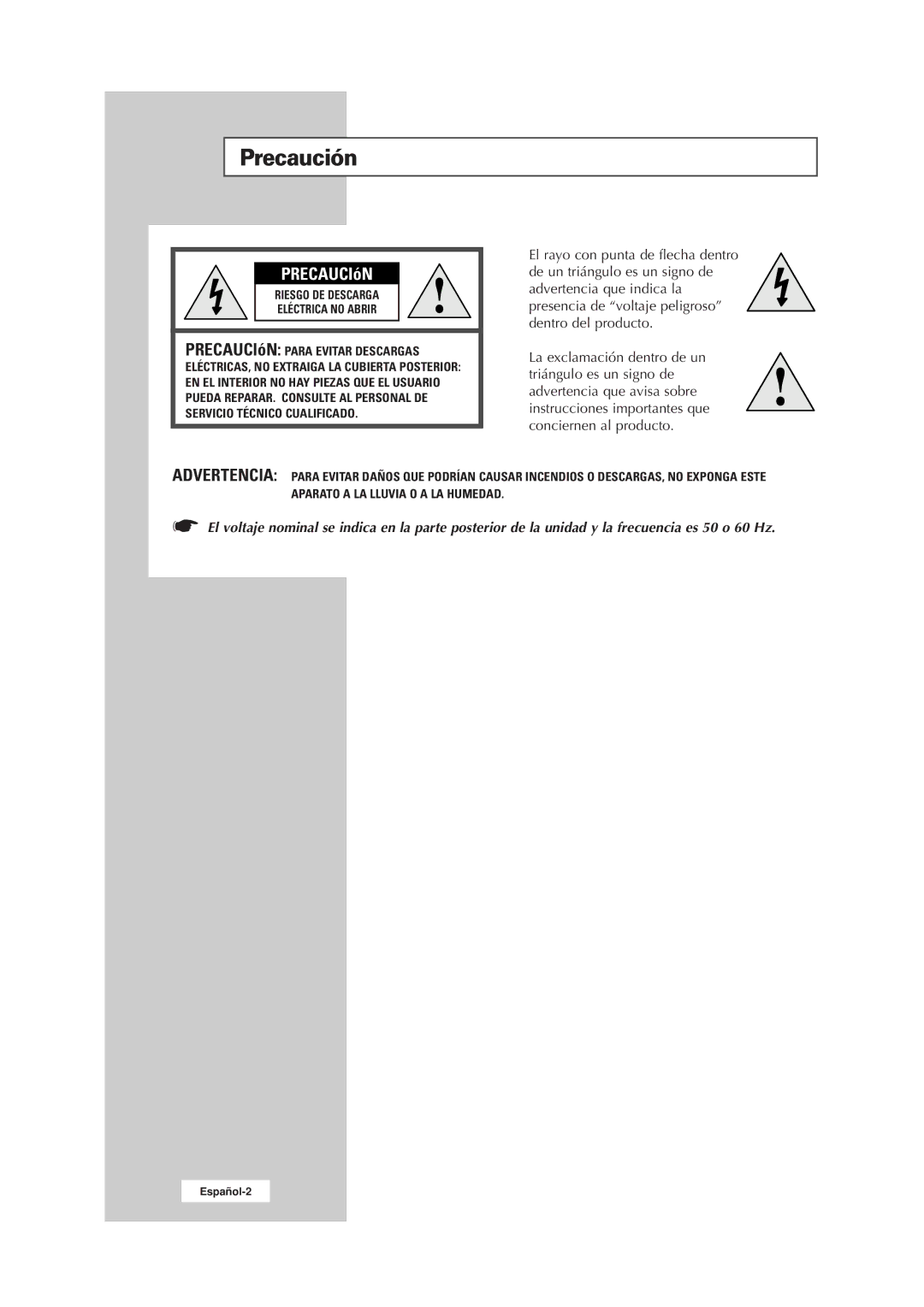 Samsung RS21ASSSW/EDC manual Precaución, PRECAUCIóN 