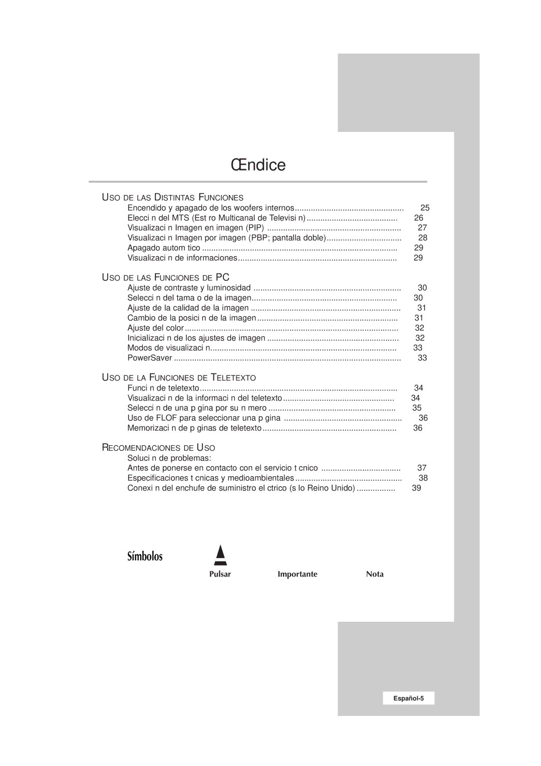 Samsung RS21ASSSW/EDC manual Símbolos 