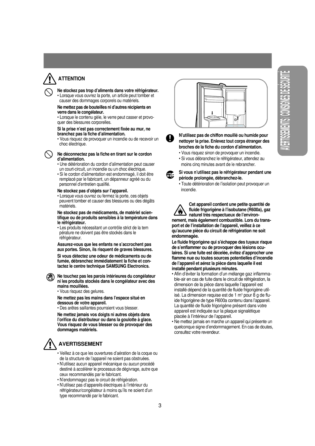 Samsung RS21FAMS1/CAF Ne stockez pas d’objets sur l’appareil, Ne stockez pas trop d’aliments dans votre réfrigérateur 