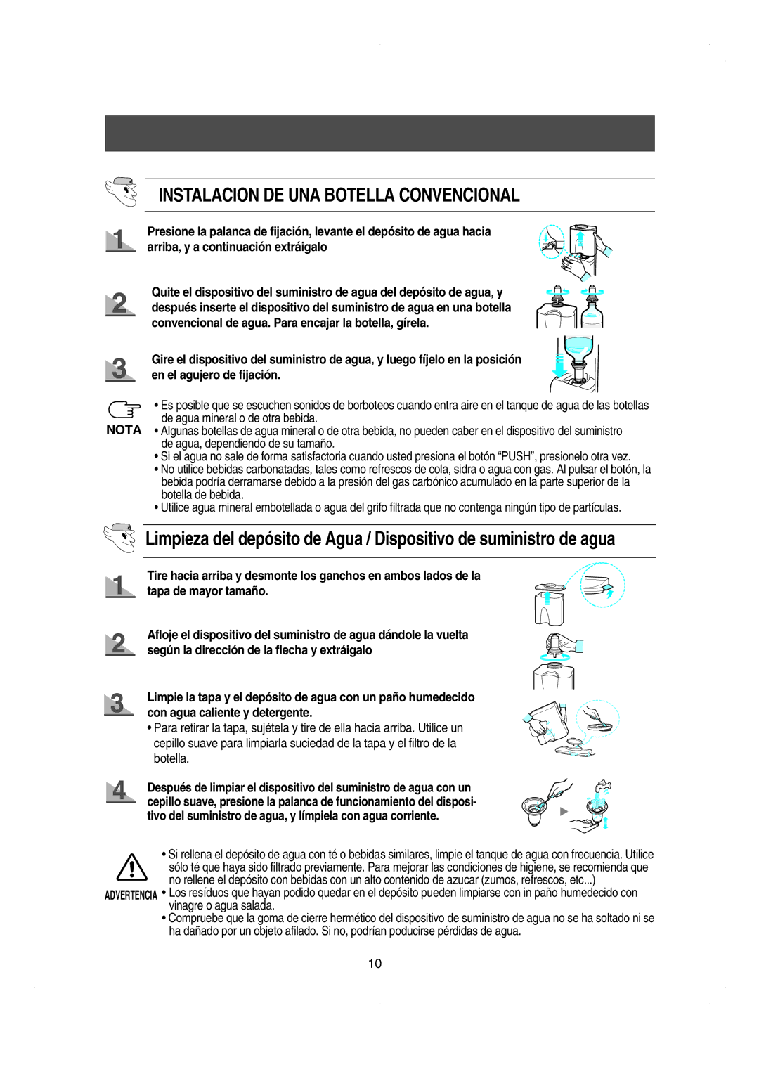 Samsung RS21DCSW1/XEF manual Instalacion DE UNA Botella Convencional 