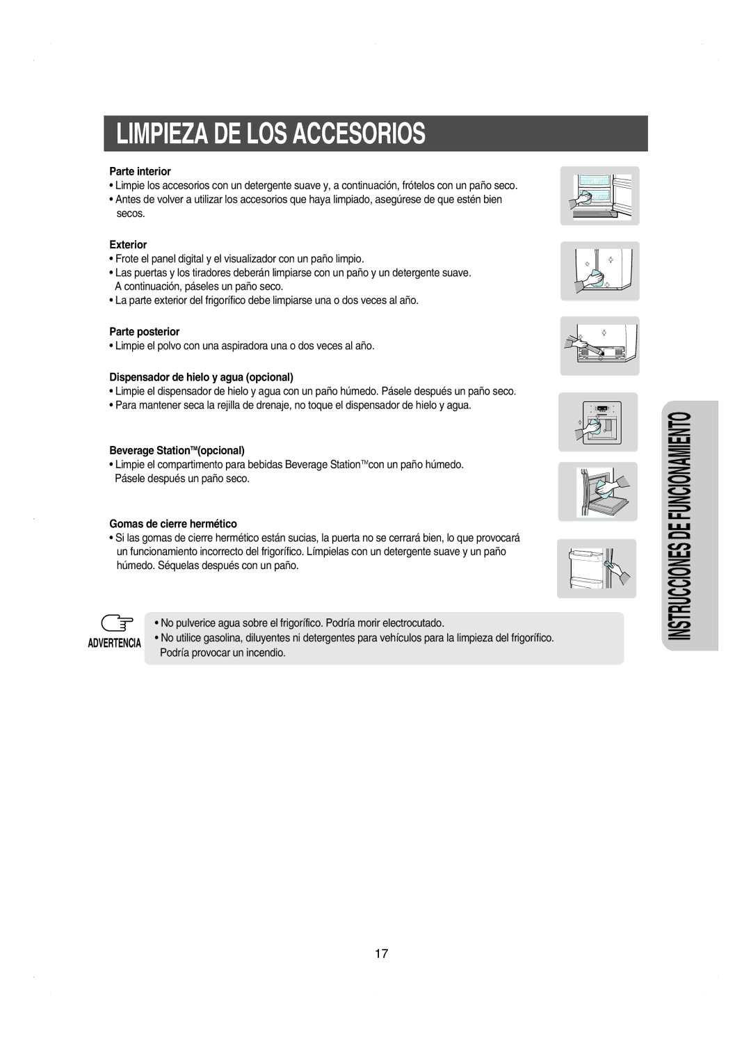 Samsung RS21DCSW1/XEF manual Limpieza DE LOS Accesorios 