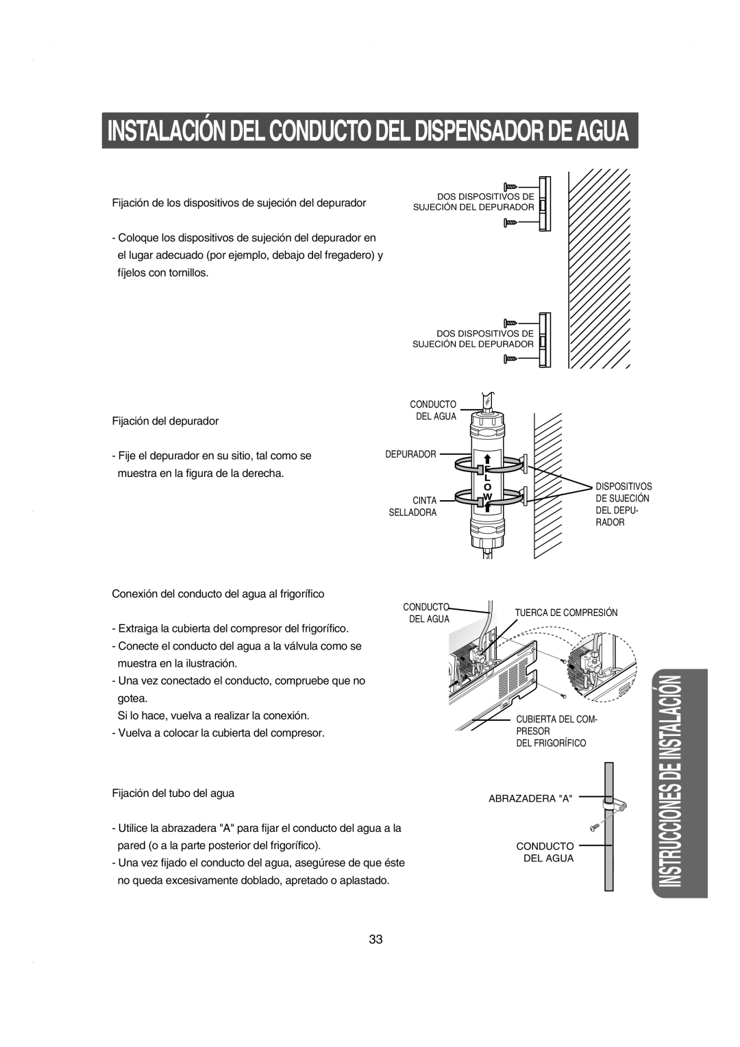 Samsung RS21DCSW1/XEF manual Conducto DEL Agua Depurador 