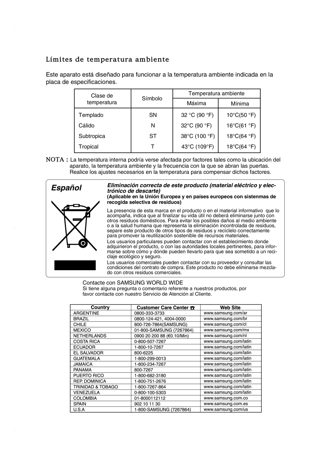 Samsung RS21DCSW1/XEF manual Recogida selectiva de residuos, Claje ecológico y seguro, Do con otros residuos comerciales 