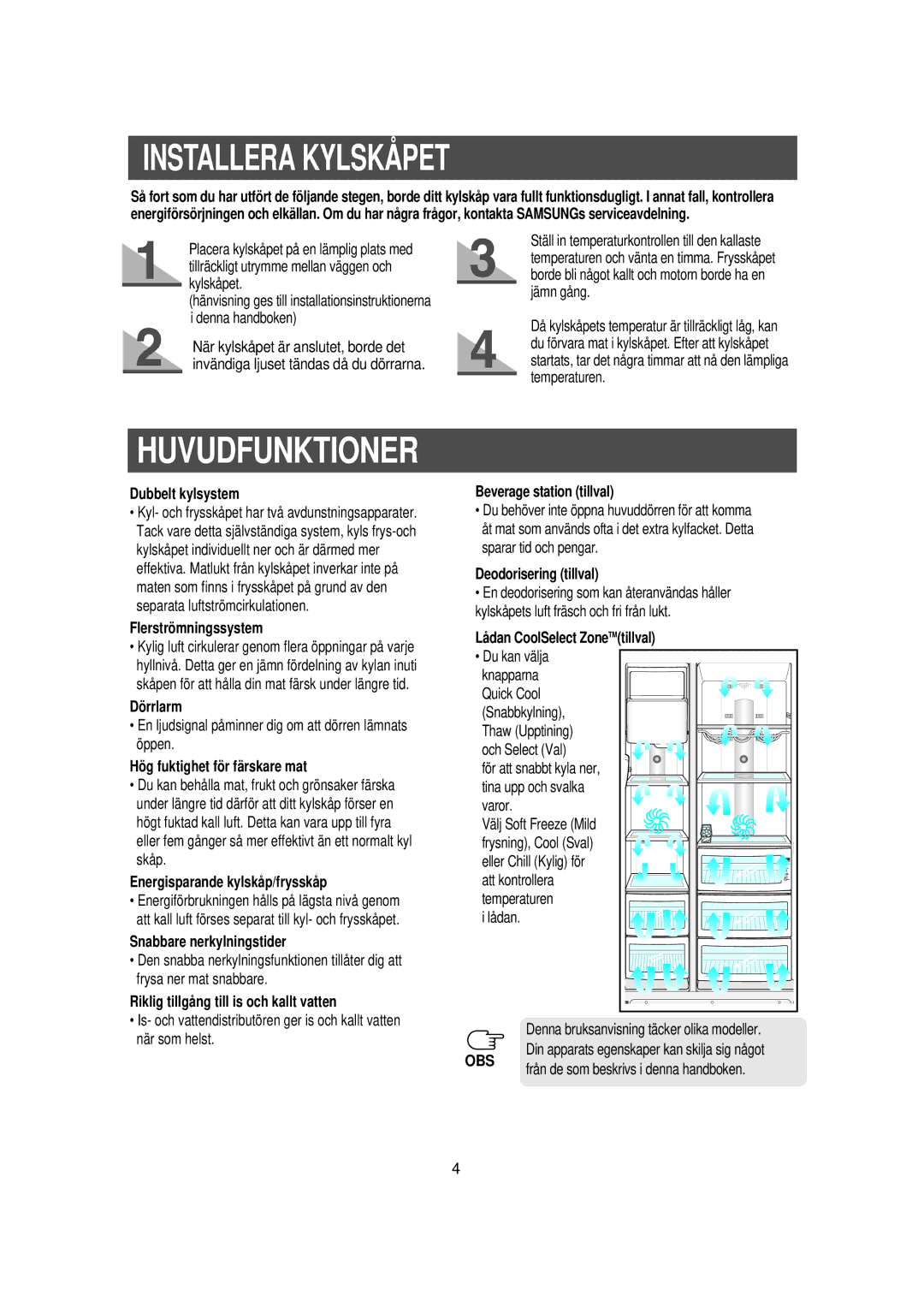 Samsung RS21DGUS1/XEE manual Installera Kylskåpet 