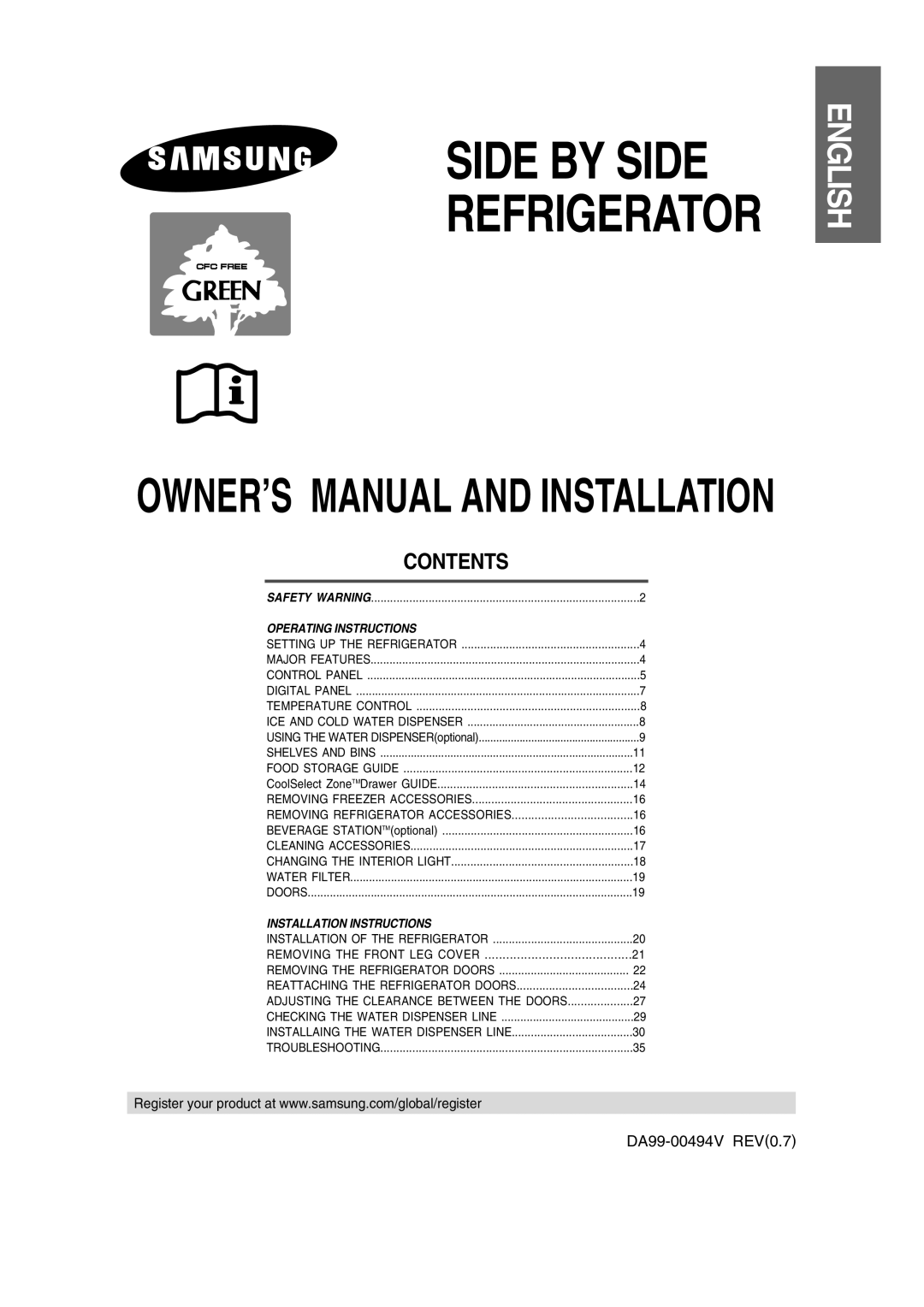 Samsung RS21FCSM1/XEG, RS21DPSM1/SWS, RS21DCSW1/XEF, RS21DCMS1/XEF, RS21DCSW1/XEH, RS23FCMS1/XES manual Side by Side 