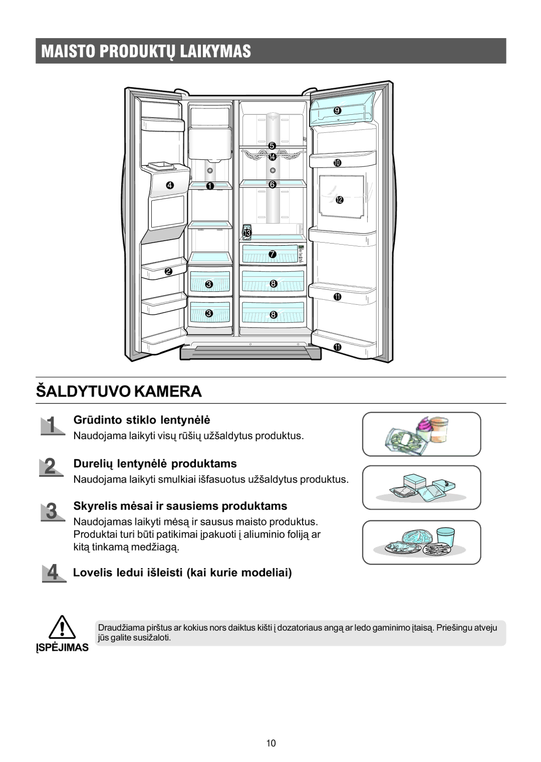 Samsung RS21DLMR1/BWT, RS21FGRS1/XEK, RS21FLBG1/XEK, RS21FLAL1/XEK, RS21FLMR1/XEK Maisto Produktø Laikymas, Ðaldytuvo Kamera 