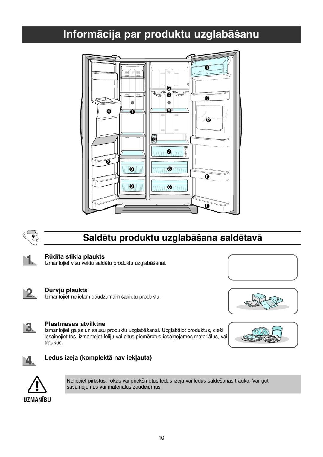 Samsung RS21DLMR1/BWT, RS21FGRS1/XEK manual InformÇcija par produktu uzglabÇ‰anu, Saldïtu produktu uzglabÇ‰ana saldïtavÇ 