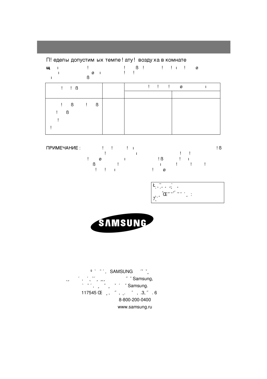 Samsung RS21FLTR1/BWT, RS21FGRS1/XEK, RS21FLBG1/XEK, RS21FLAL1/XEK manual Â‰ÂÎ˚ ‰ÓÔÛÒÚËÏ˚ı ÚÂÏÔÂ‡ÚÛ ‚ÓÁ‰Ûı‡ ‚ ÍÓÏÌ‡ÚÂ 