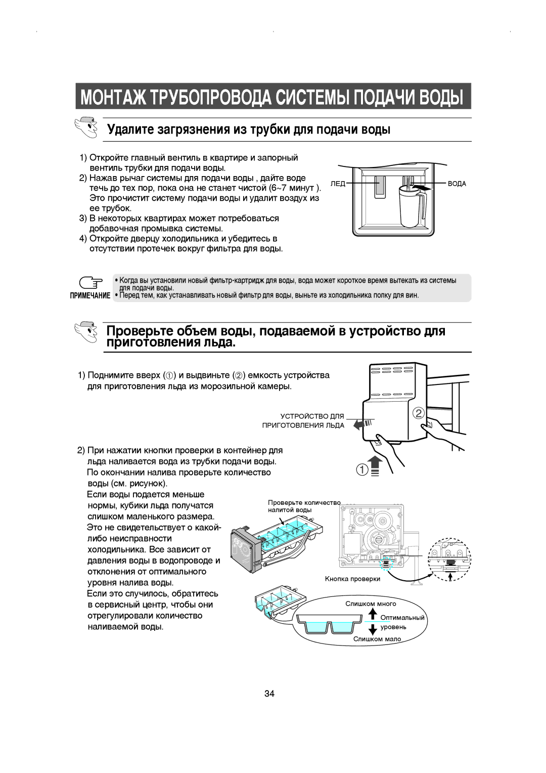 Samsung RS21FGRS1/BWT, RS21FGRS1/XEK, RS21FLBG1/XEK manual ‰‡ÎËÚÂ Á‡„ﬂÁÌÂÌËﬂ ËÁ ÚÛ·ÍË ‰Îﬂ ÔÓ‰‡˜Ë ‚Ó‰˚, Ë„ÓÚÓ‚ÎÂÌËﬂ Î¸‰‡ 