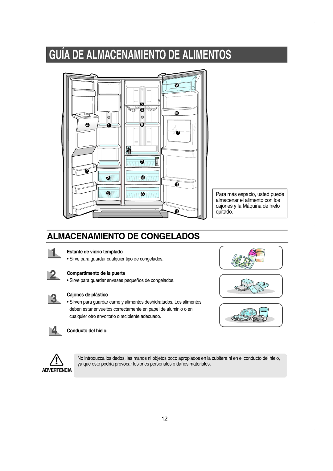 Samsung RS21DNMS1/XES, RS21FJSM1/XES Almacenamiento DE Congelados, Estante de vidrio templado, Compartimento de la puerta 