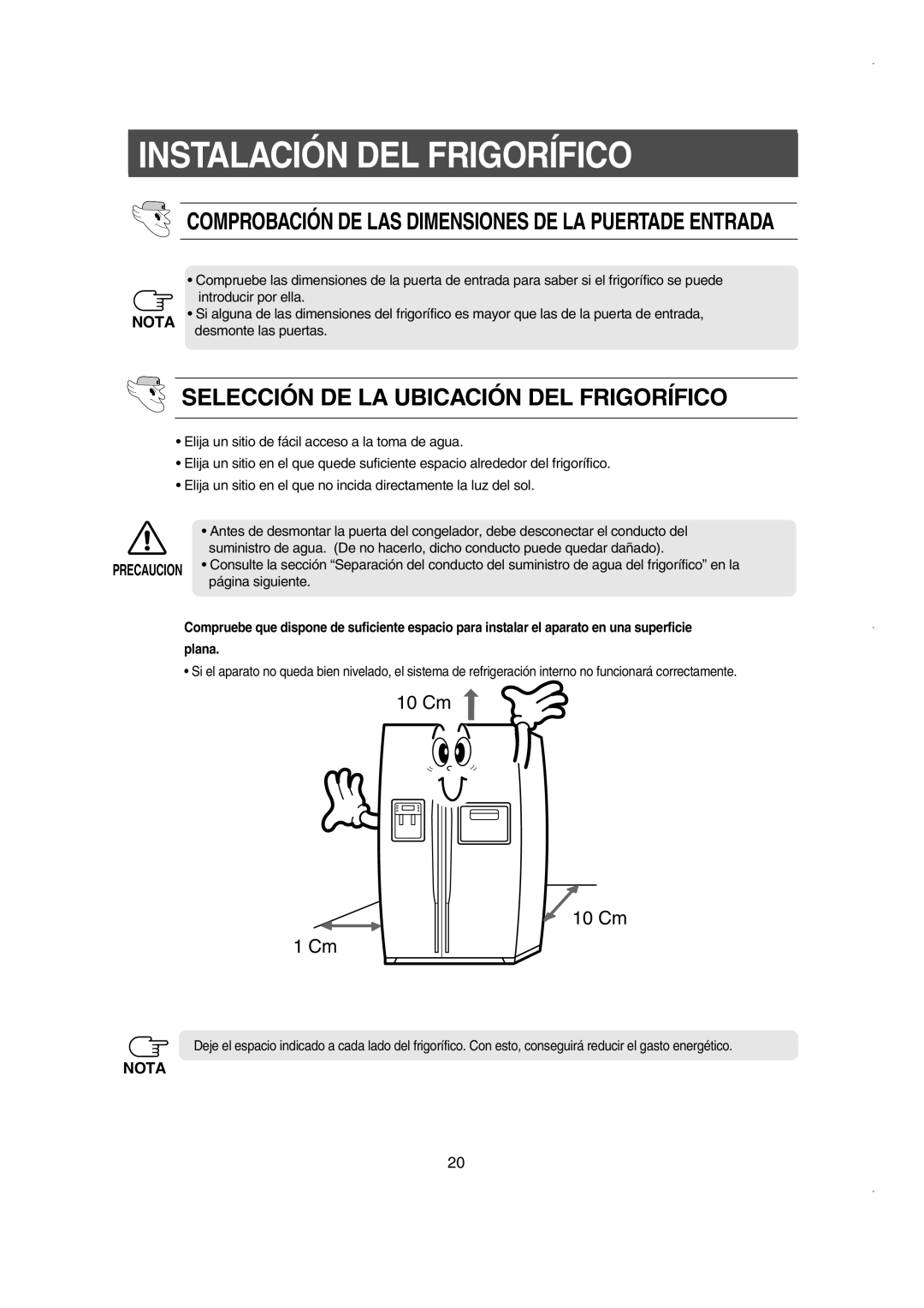 Samsung RS21NGRS1/XES manual Instalación DEL Frigorífico, Selección DE LA Ubicación DEL Frigorífico, Desmonte las puertas 