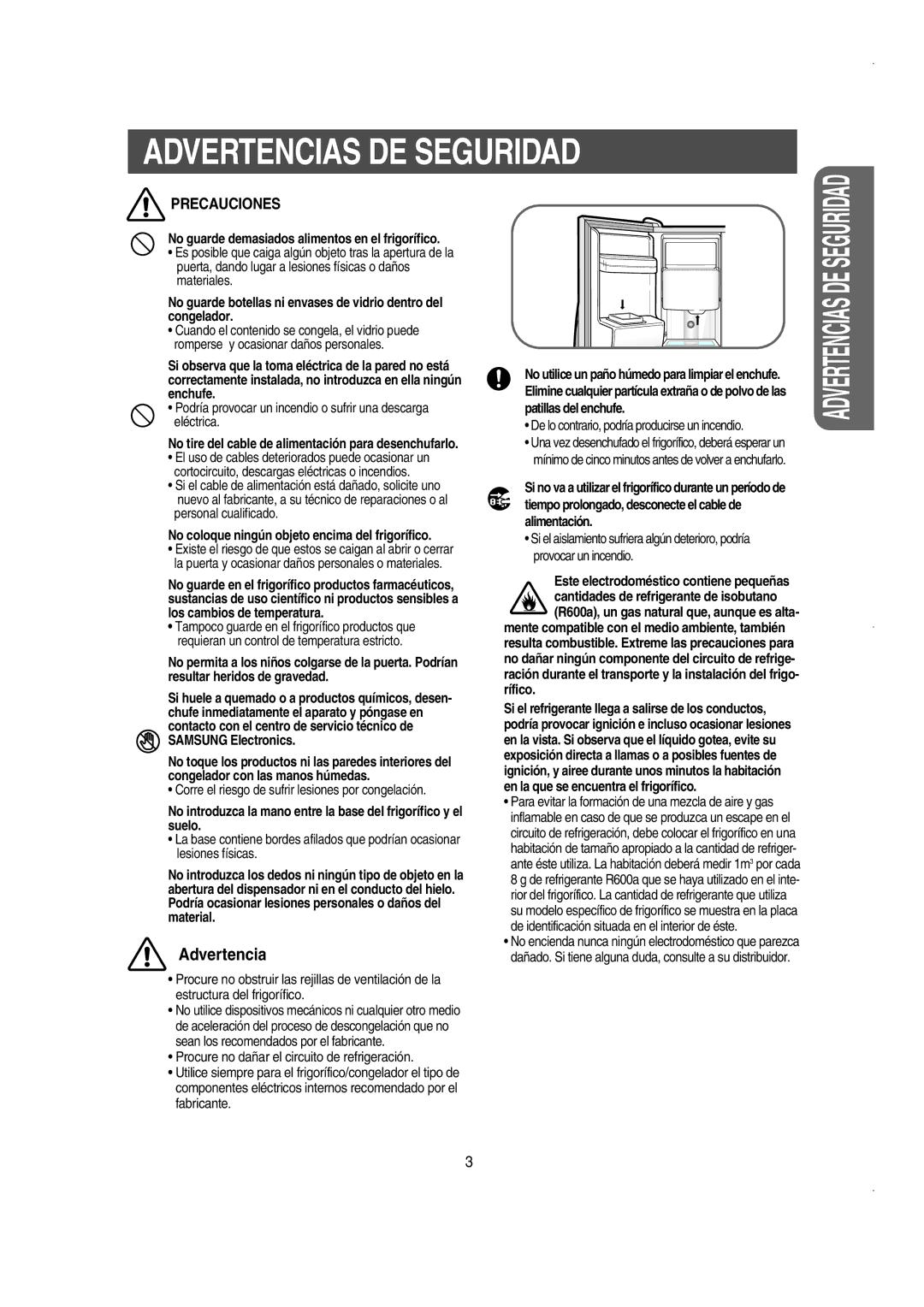 Samsung RS21NCSW1/XES, RS21FJSM1/XES, RS21NASW1/XES manual Podría provocar un incendio o sufrir una descarga eléctrica 