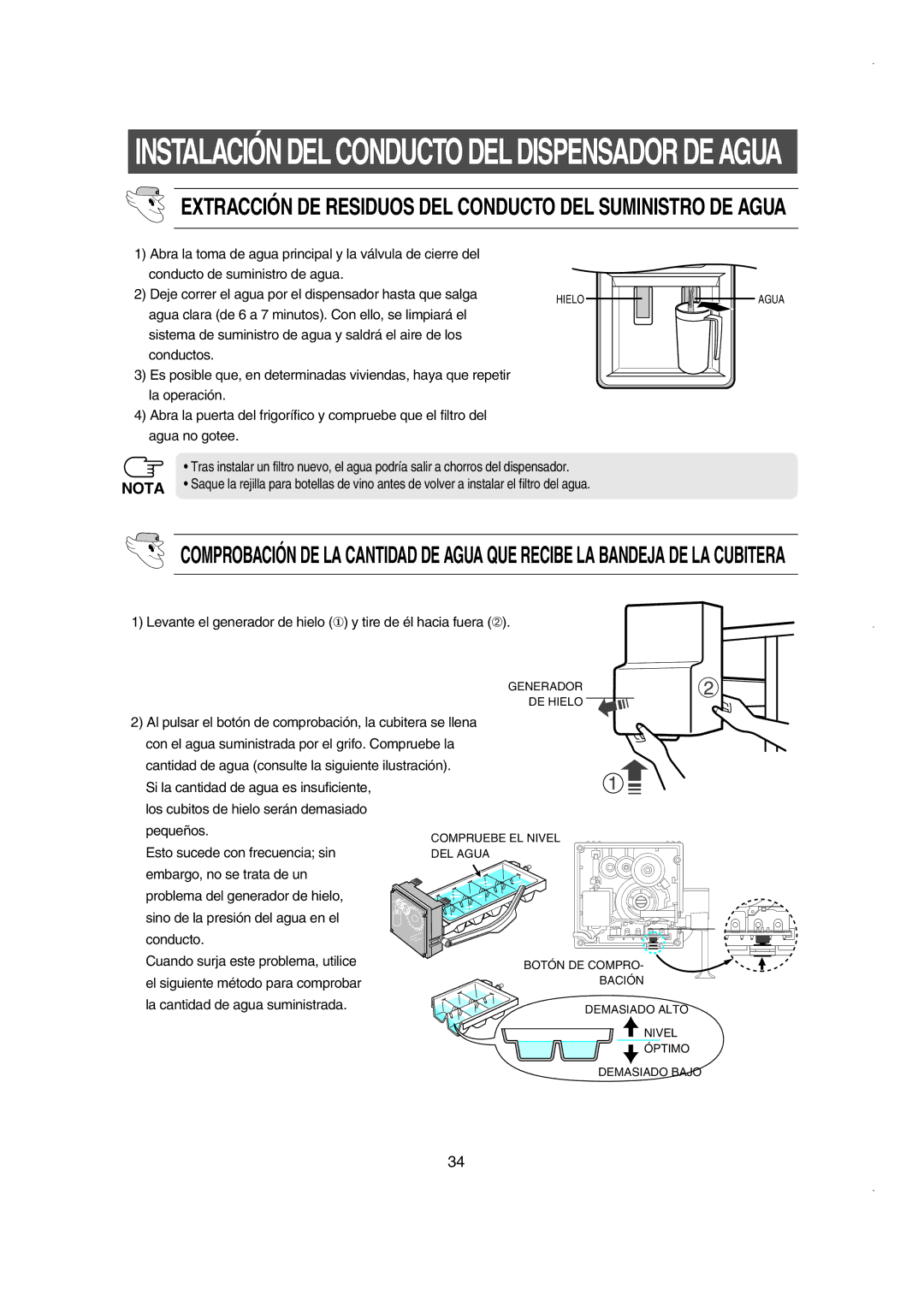 Samsung RS21WCSV1/XES, RS21FJSM1/XES, RS21NASW1/XES manual Extracción DE Residuos DEL Conducto DEL Suministro DE Agua 