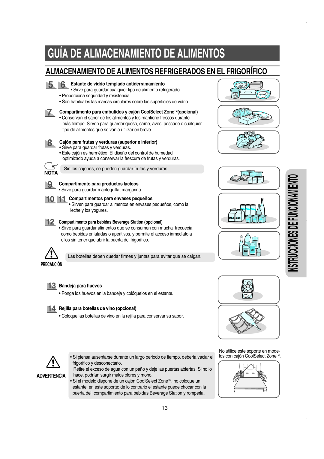 Samsung RS21NPSM1/XES Guía De Almacenamiento De Alimentos, Almacenamiento De Alimentos Refrigerados En El Frigorífico 