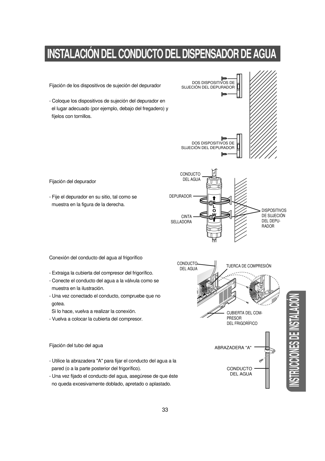 Samsung RS21FNSW1/XES manual Conducto DEL Agua Depurador 