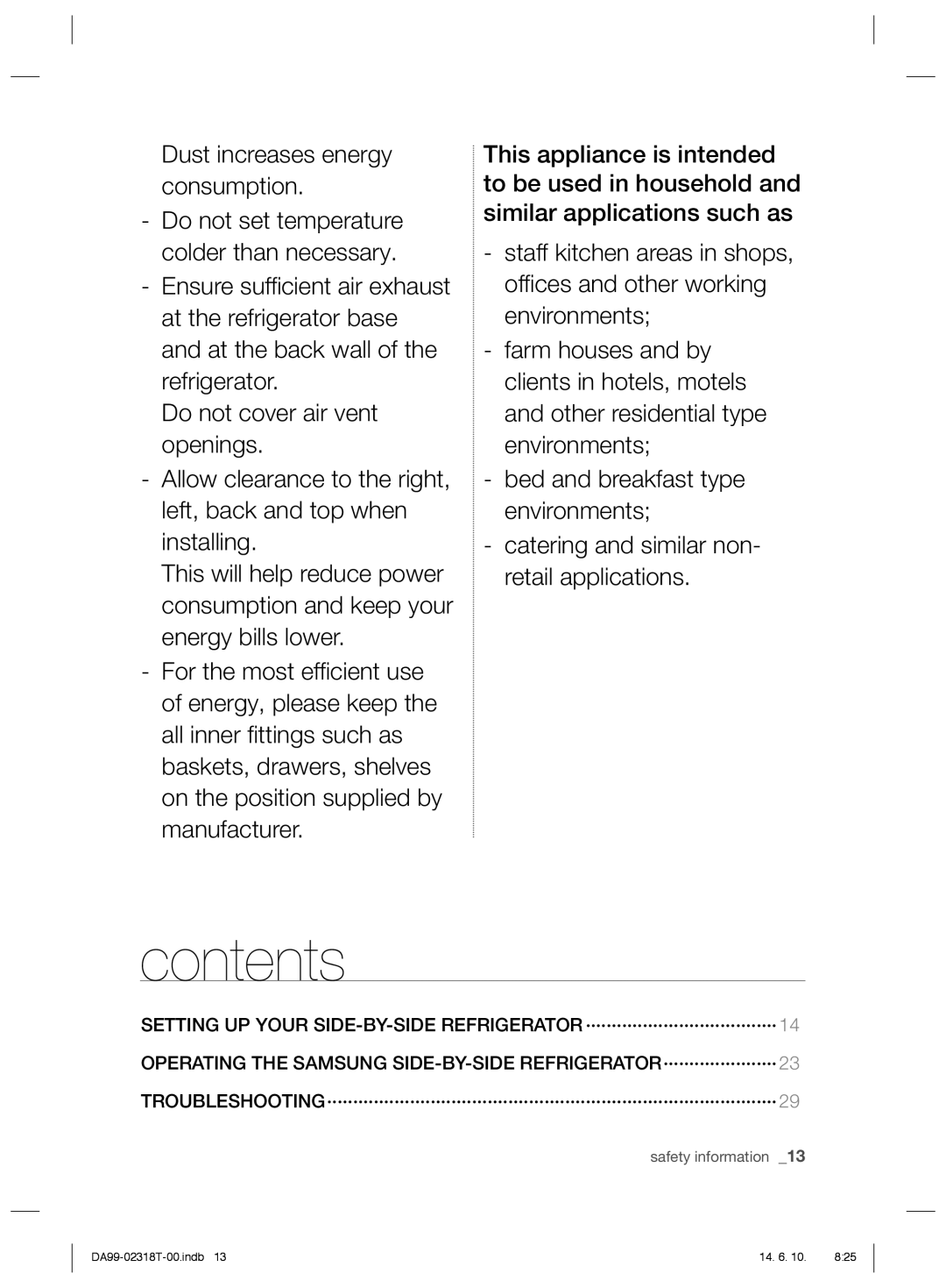 Samsung RS21HPLMR1/ZA manual Contents 