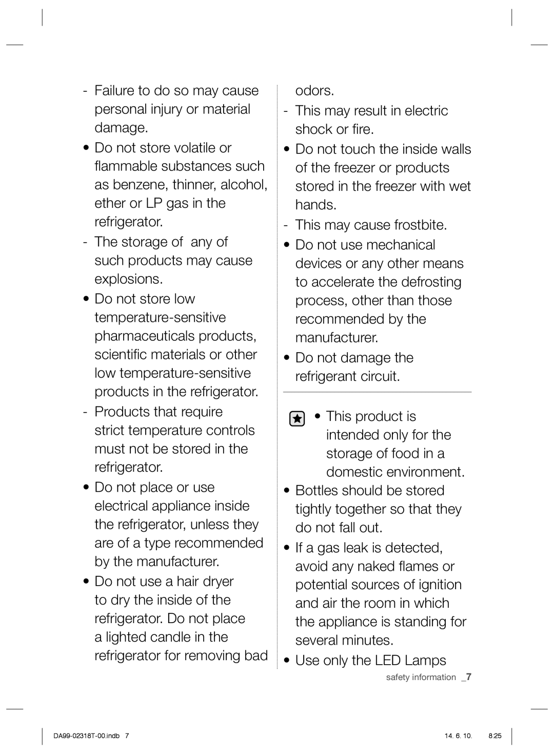 Samsung RS21HPLMR1/ZA manual Safety information 