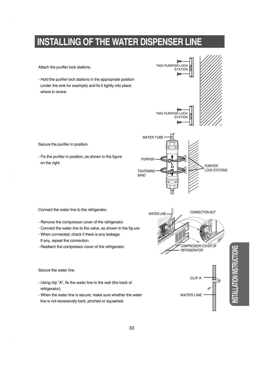 Samsung RS21KLSR1/BUL, RS21KLSR1/XEE, RS21FCSM1/XEG, RS21DCSW1/XEH, RS21FCSM1/BUL Connect the water line to the refrigerator 