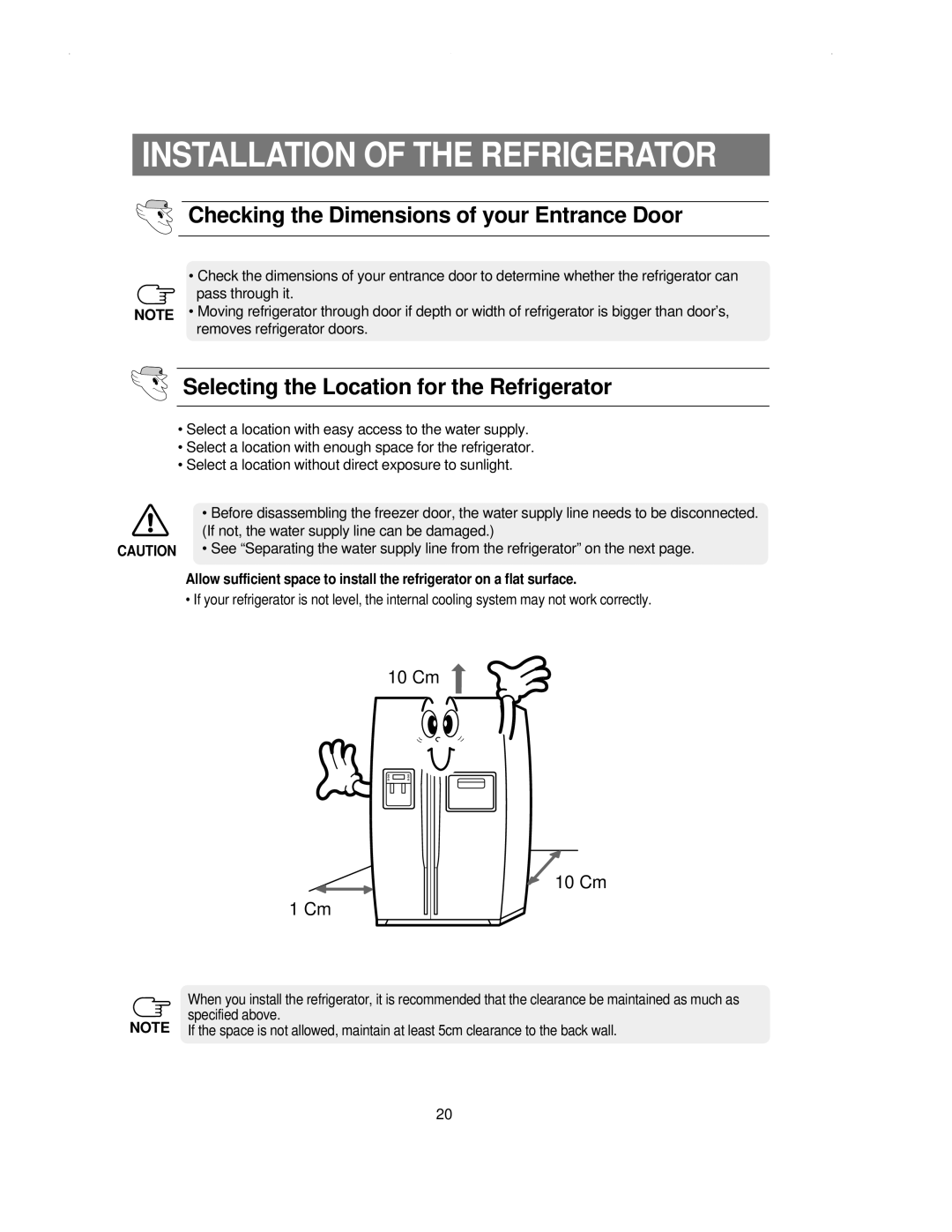 Samsung RS21KLSR1/XEH, RS21NNSM1/XET manual Installation of the Refrigerator, Checking the Dimensions of your Entrance Door 