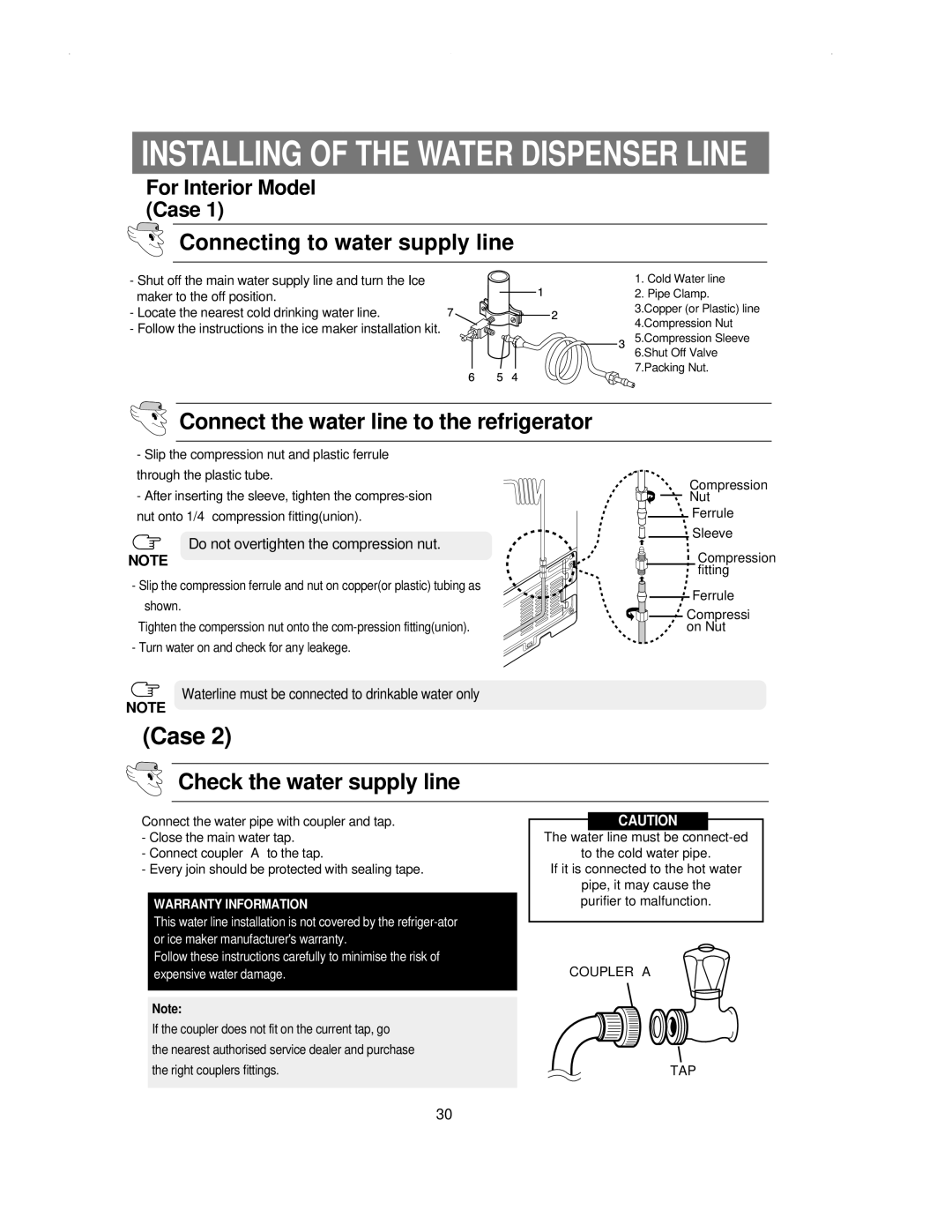 Samsung RS21NNSM1/XET, RS21KLSR1/LIB manual Connecting to water supply line, Connect the water line to the refrigerator 