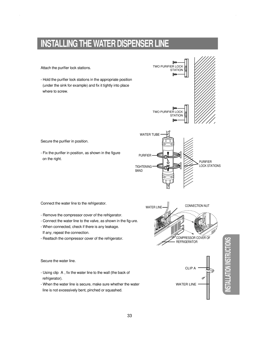 Samsung RS21NNSM1/XET, RS21KLSR1/LIB, RS21KLSR1/XEH manual Connect the water line to the refrigerator 